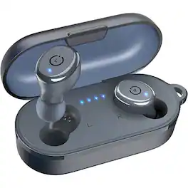 TOZO - T10S Bluetooth Wireless Earbuds, Waterproof, Touch Controls with Wireless Charging Case - Blue