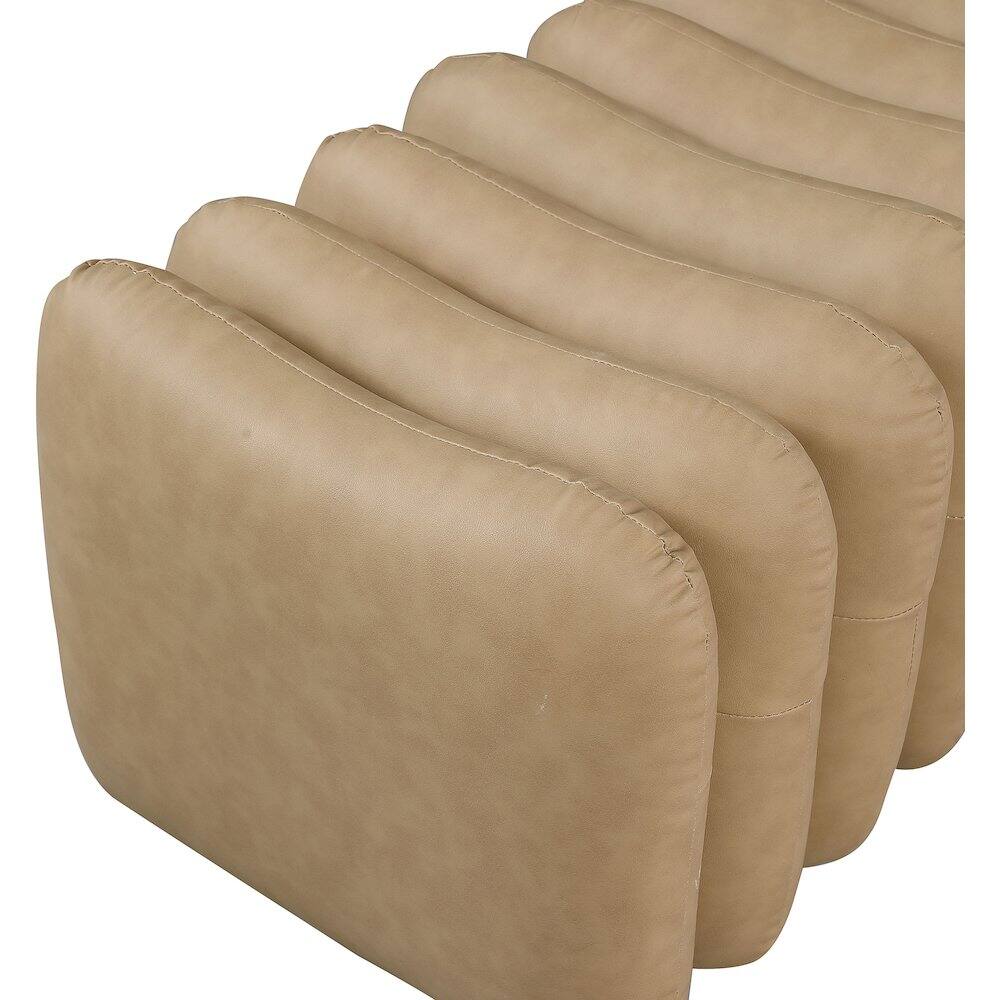 Alt View 4. Meridian Furniture - Atticus Tan Vegan Leather Bench - Brown.