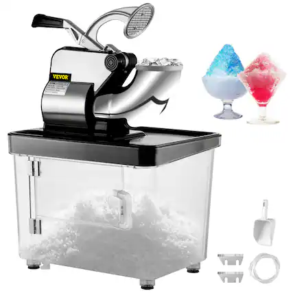 Front. VEVOR - 110V Commercial Ice Crusher 440LBS/H, ETL Approved 300W Electric Snow Cone Machine with Dual Blades - Black.