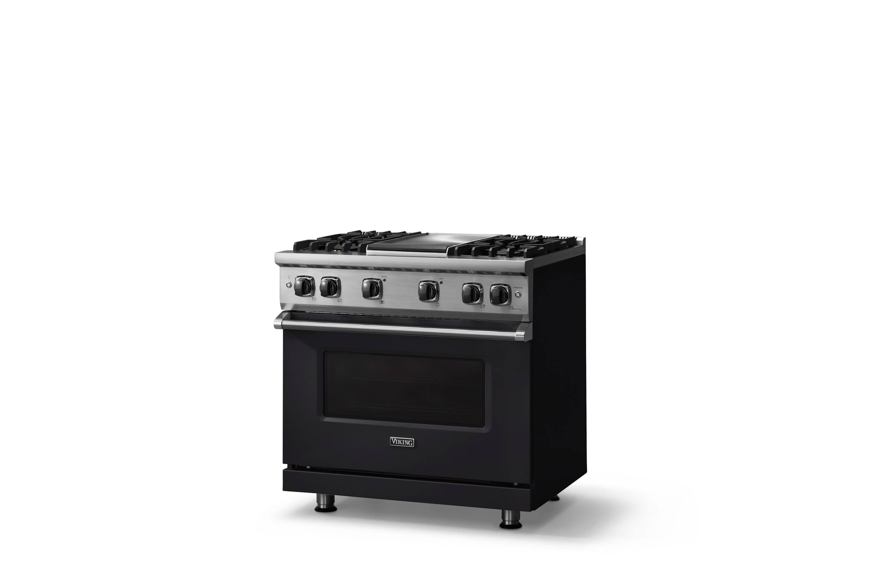 Angle. Viking - 5.1 Cu. Ft. 36"W Freestanding LP Gas Sealed 4 Burner Range with Griddle - Onyx.