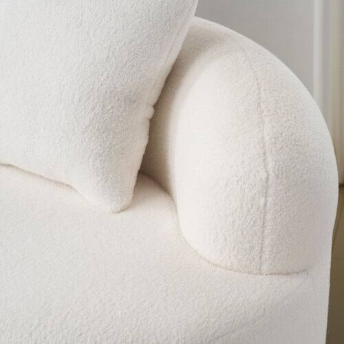 Alt View 2. Anysun - Curved Loveseat Sofa with Round Armrest - Compression Couch, 2 Pillows, No Assembly for Small Spaces - White.