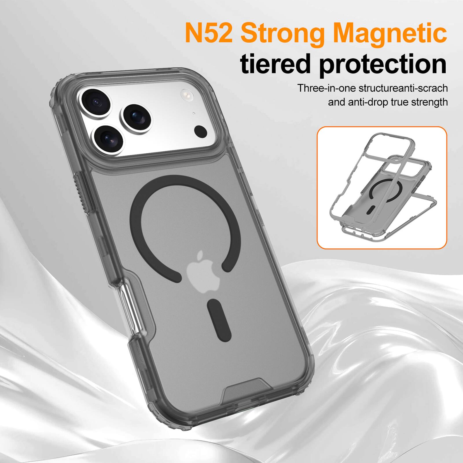 N52 Strong Magnetic tiered protection  
Three-in-one structure anti-scratch and anti-drop true strength