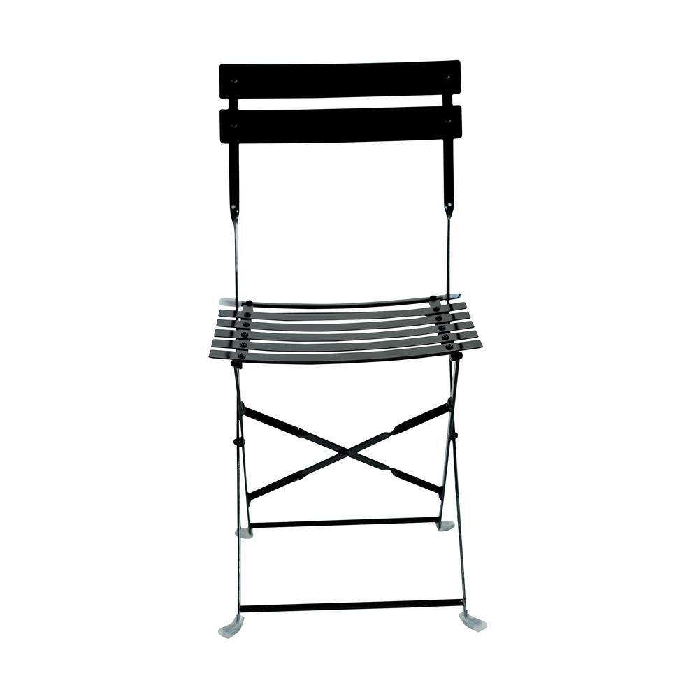 Front. Carolina Chair & Table - Bistro Folding Outdoor Chair Set - Set of 2 - Black - Black.