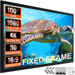 VEVOR - Projector Screen Fixed Frame 100inch Diagonal 16:9 4K HD Movie with Aluminum Frame Projector Screen Wall Mounted - Black, White