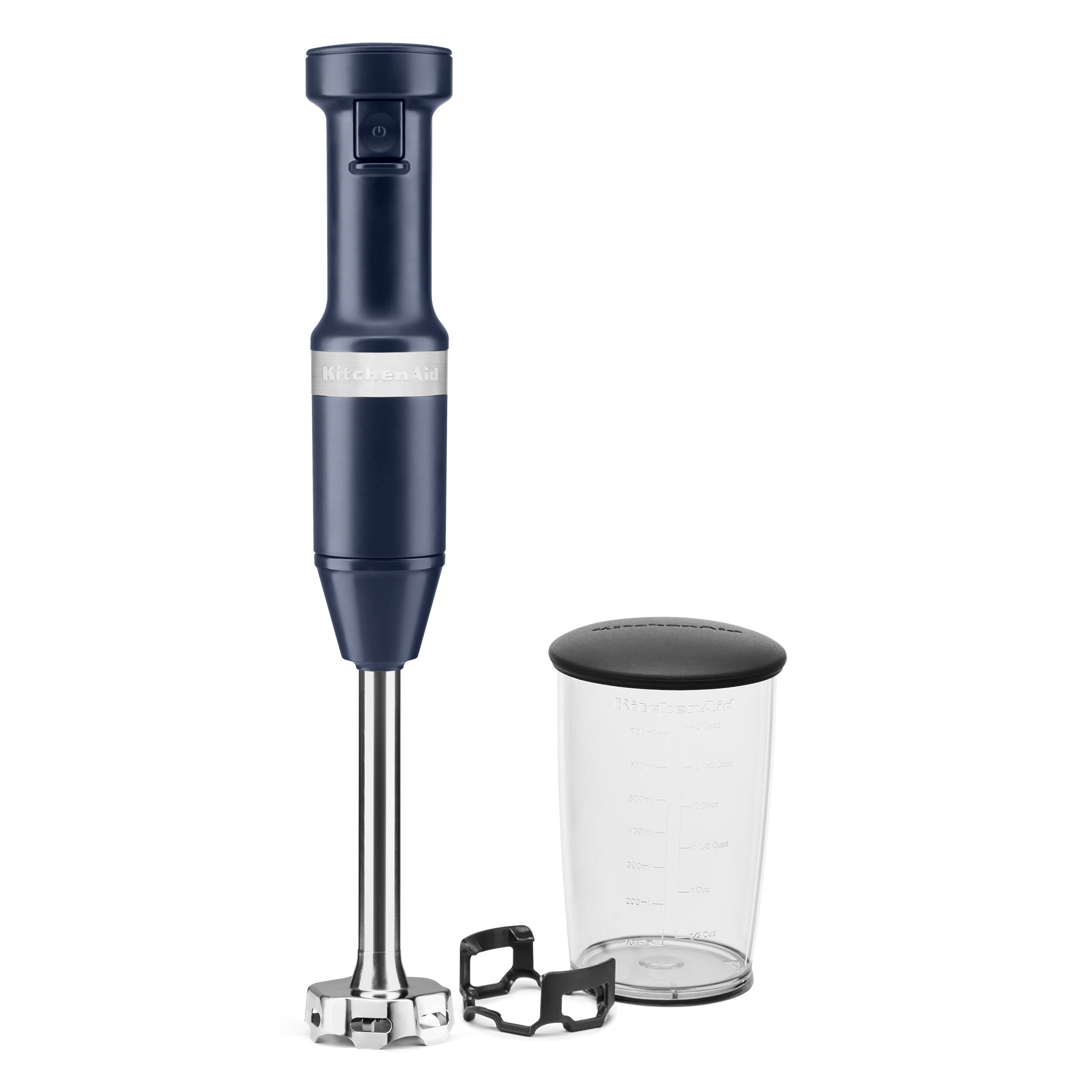 Angle. KitchenAid - Variable Speed Corded Hand Blender - KHBV53 - Ink Blue.