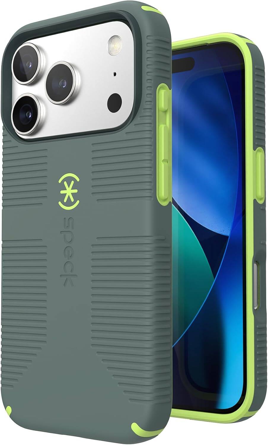 Alt View 5. Speck - iPhone 17 Pro CANDYSHELL GRIP + MS - NEO DRAB/Glow Green.
