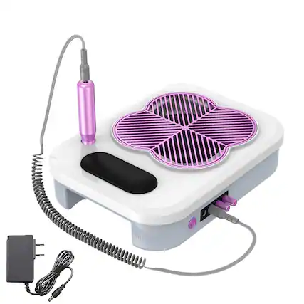 Front. Cluzine - 3-in-1 Nail Drill Machine with Dust Collector & UV Lamp, Adjustable Speed for Home Manicure.