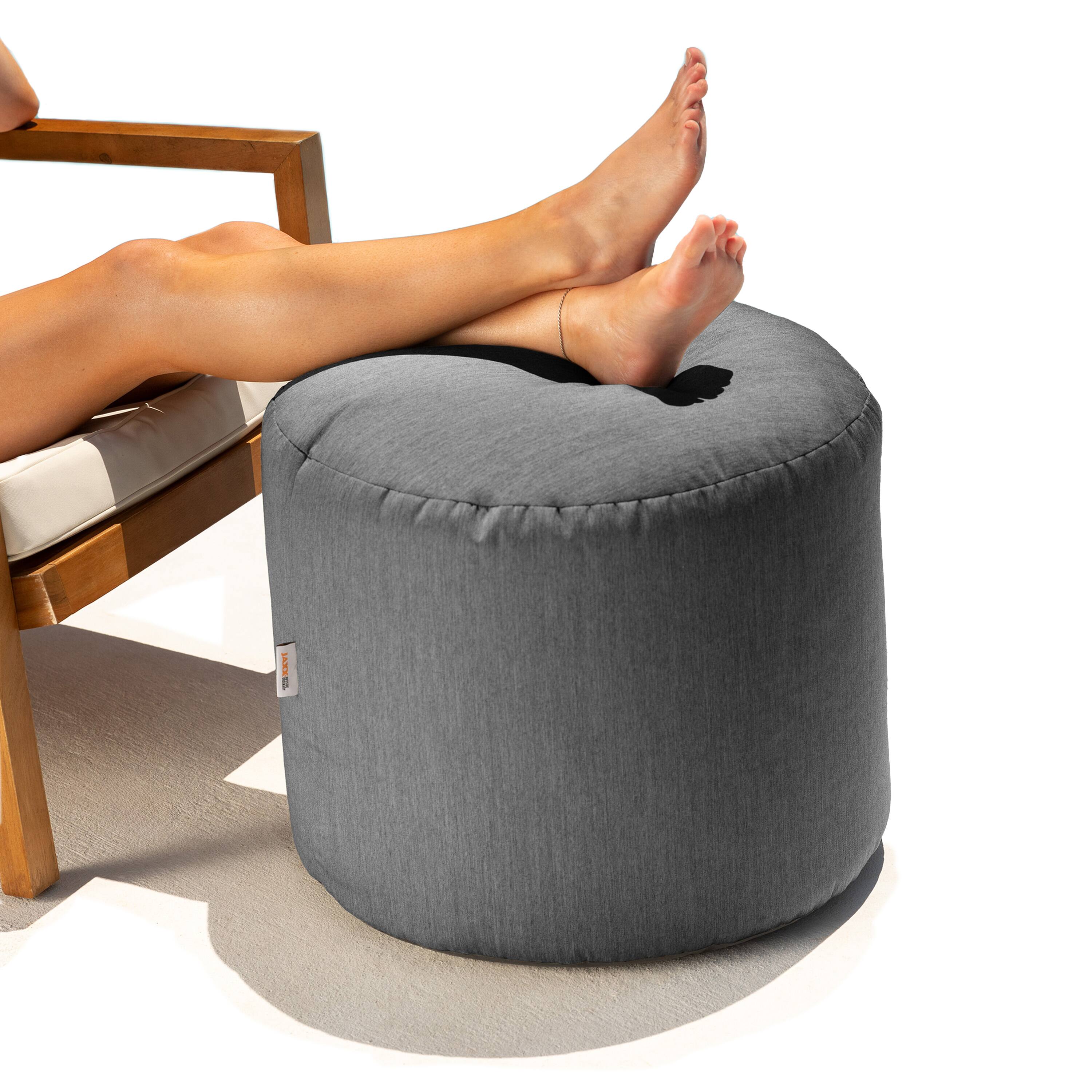 Alt View 1. Jaxx - Jaxx Spring Indoor / Outdoor Bean Bag Pouf Ottoman, Charcoal Sunbrella - Charcoal.