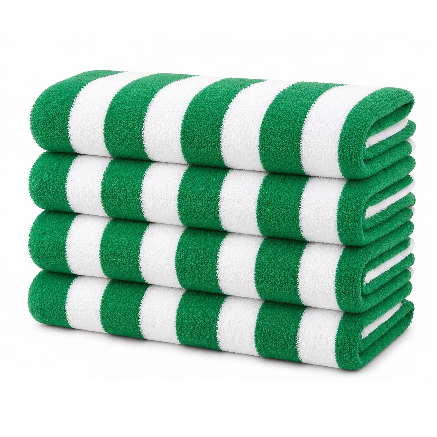Front. Plazatex - Plazatex Terry Cabana 80% Cotton 20% Polyester Oversized 4 Pack Beach Bath Towel 36" x 66" Green - Green.