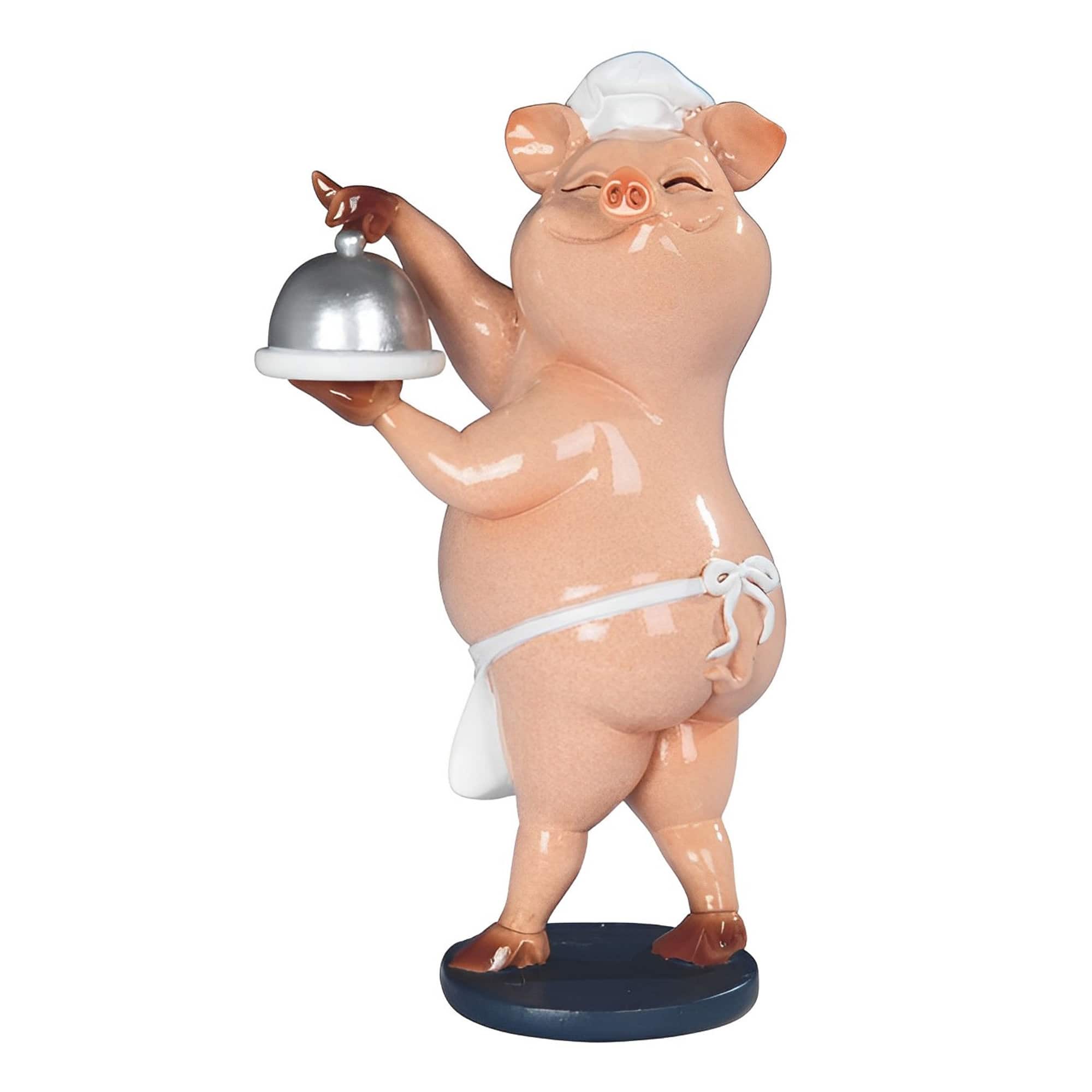 FC Design - 7.75"H Piggy Chef Holding Tray Figurine Statue Office Desk Tabletop Home Decor Gift - Multi-Color