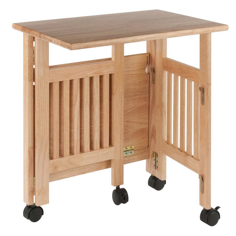Alt View 1. FurniFact - Solid wood computer desk with foldable keyboard tray - Natural.