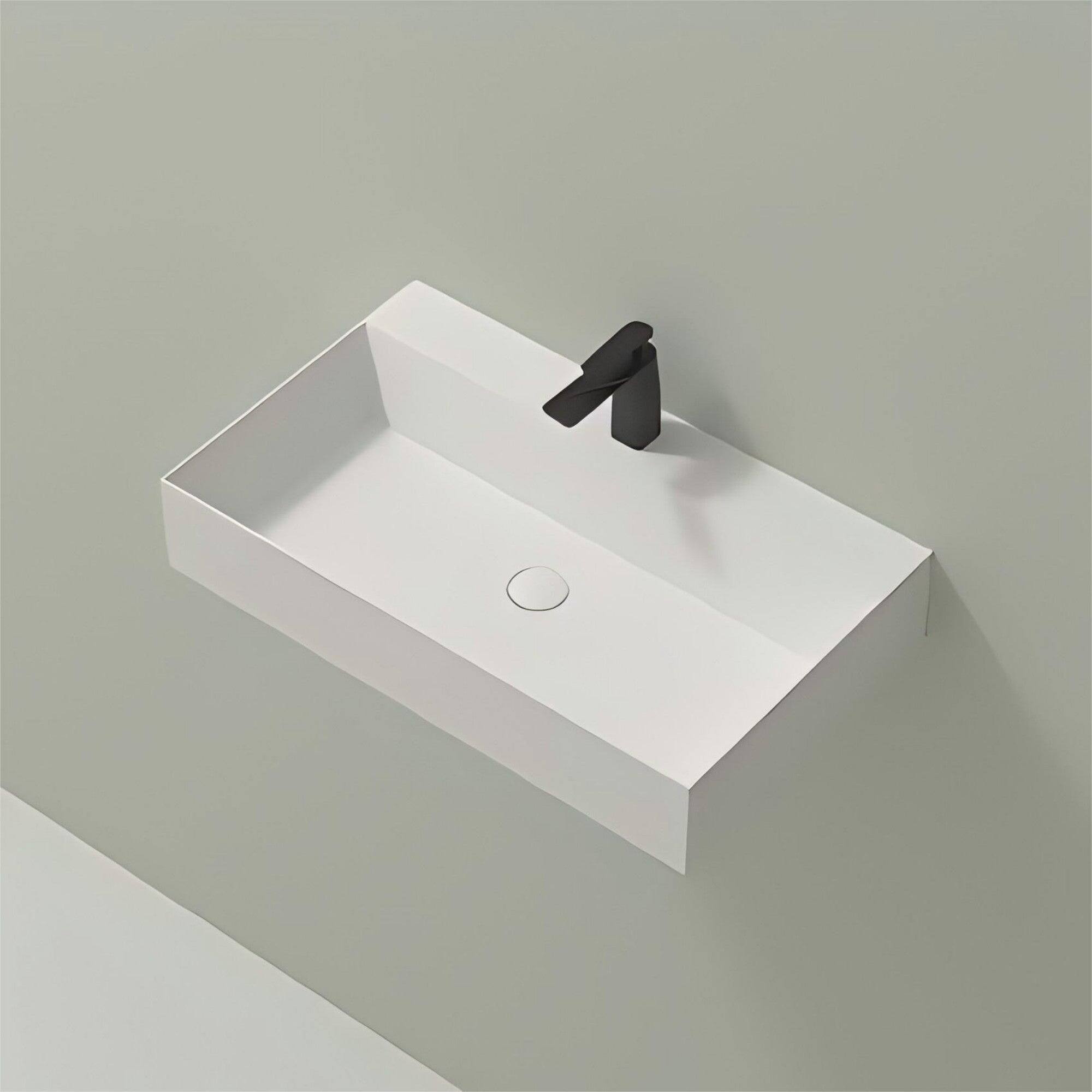 Alt View 1. Boyel Living - 30 inch Rectangular Wall Mounted Sink in Matte White - White.