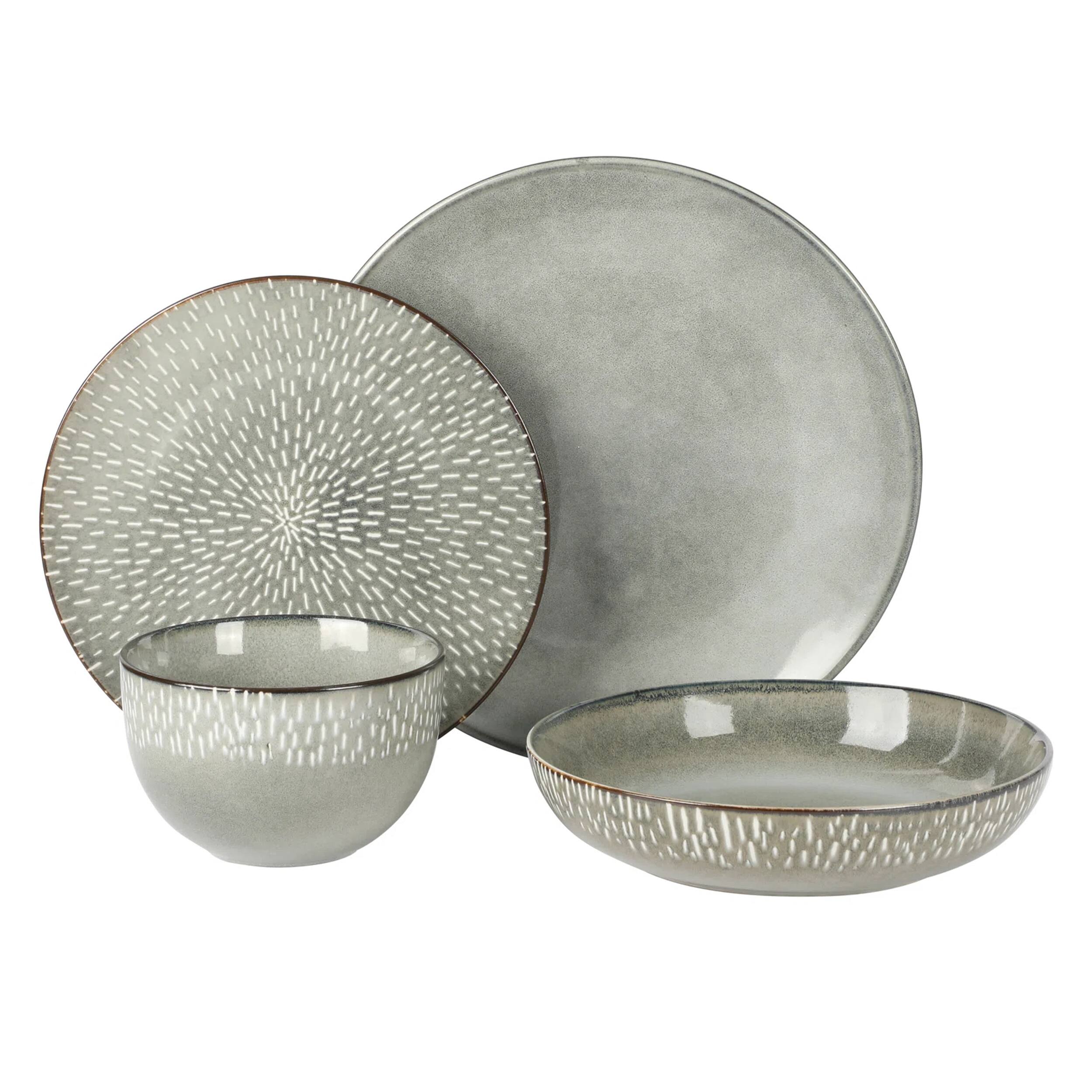Alt View 1. Gibson - Gibson Elite Matisse 16 Piece Stoneware Dinnerware Set in Grey with Reactive Glaze - Gray.