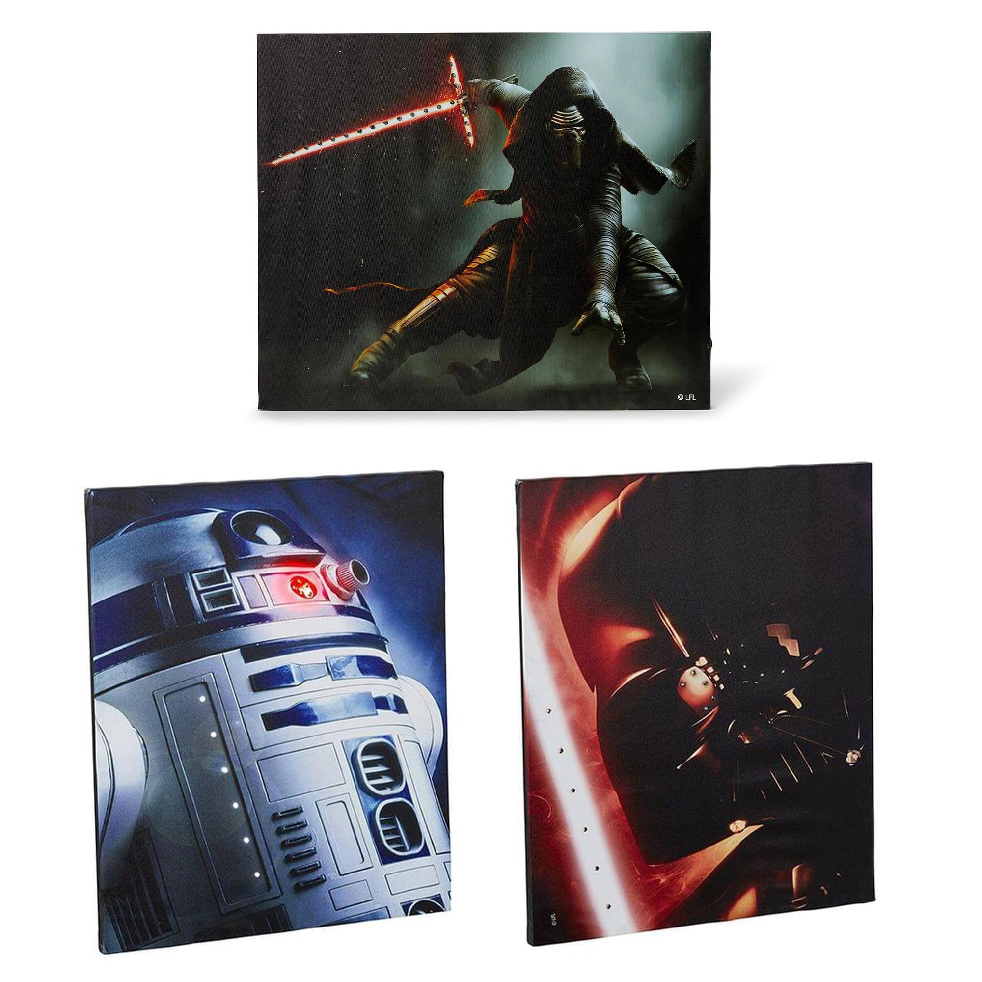 Star Wars - 23.9"x19.9" Illuminated Canvas Wall Art, Set of 3 - Multicolored