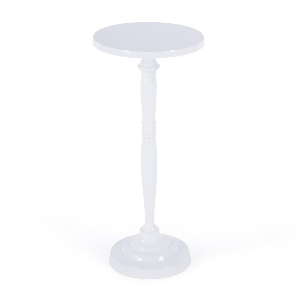 Back. Butler Specialty - Landon Outdoor Round Metal Pedestal Side Table - Ivory.