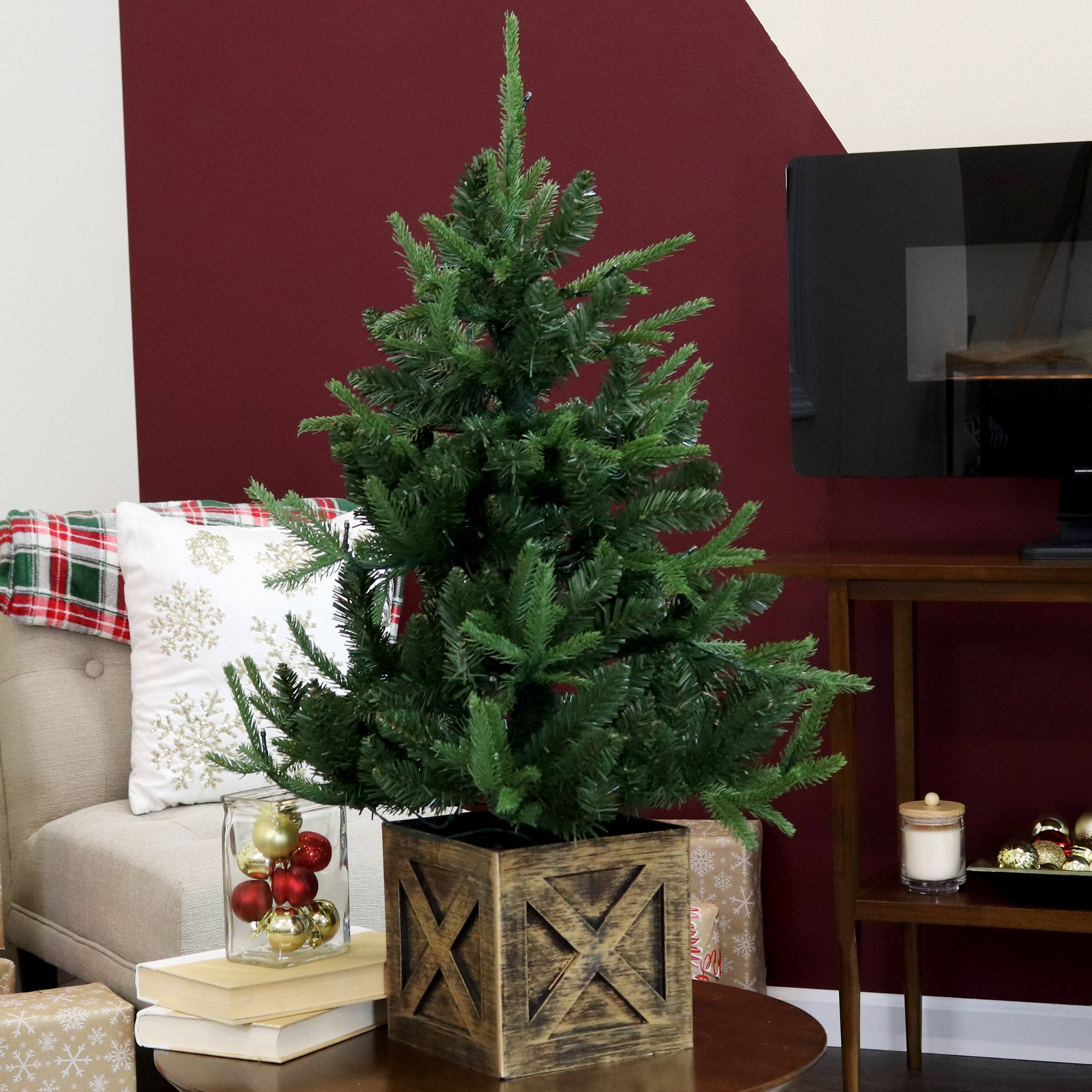 Alt View 5. Sunnydaze - Farmhouse Indoor Pre-Lit Artificial Christmas Tree - 3 ft - Green.