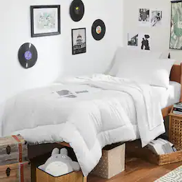 Sweet Home Collection - 7PC Campus Ready Dorm Twin XL Bedding Bundle, Solid Comforter, Bed Pillows and Sheet Set - White
