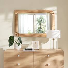 Corsica Curved Rectangle Rattan Wall Mirror by Modway - Natural
