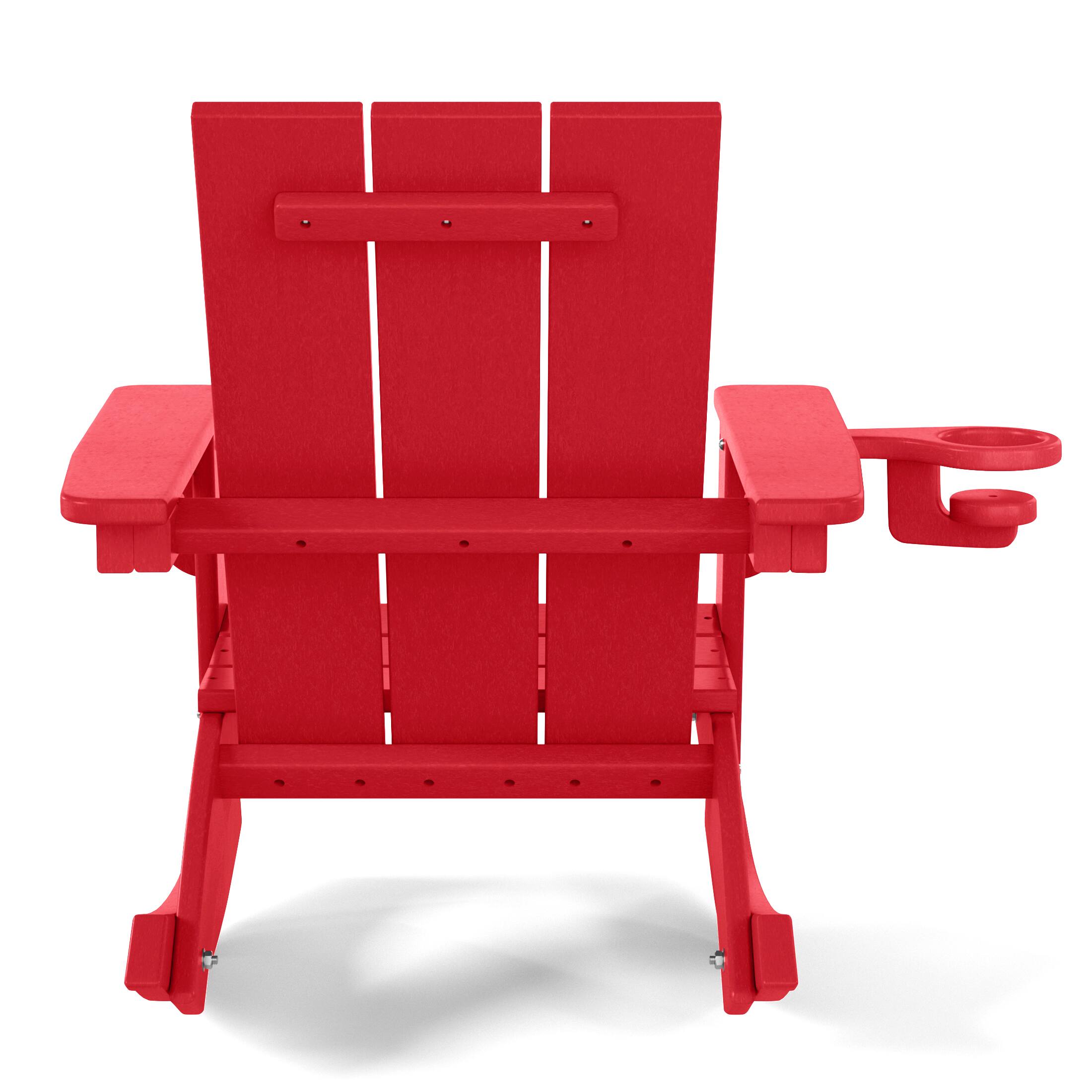 Alt View 2. WestinTrends - WestinTrends Ashore Outdoor HDPE Plastic Preschool Toddler Modern Adirondack Rocking Chairs (Set of 2) - Red.