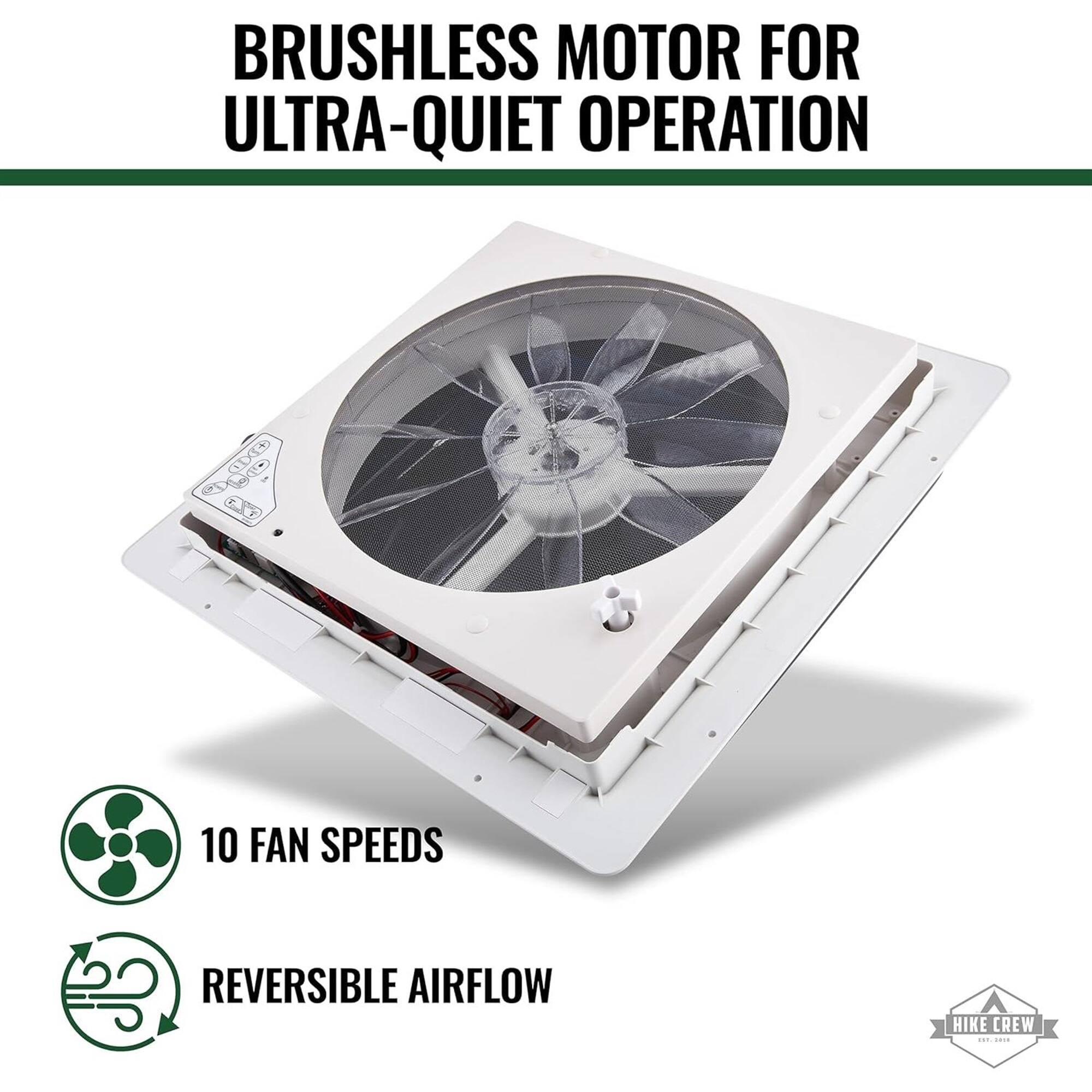 BRUSHLESS MOTOR FOR ULTRA-QUIET OPERATION

10 FAN SPEEDS

REVERSIBLE AIRFLOW

HIKE CREW