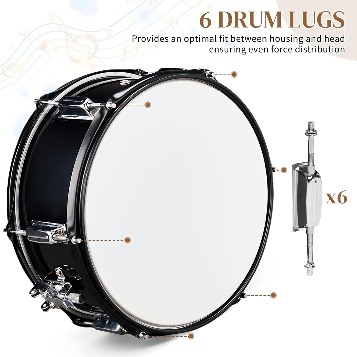 6 DRUM LUGS  
Provides an optimal fit between housing and head ensuring even force distribution  
x6