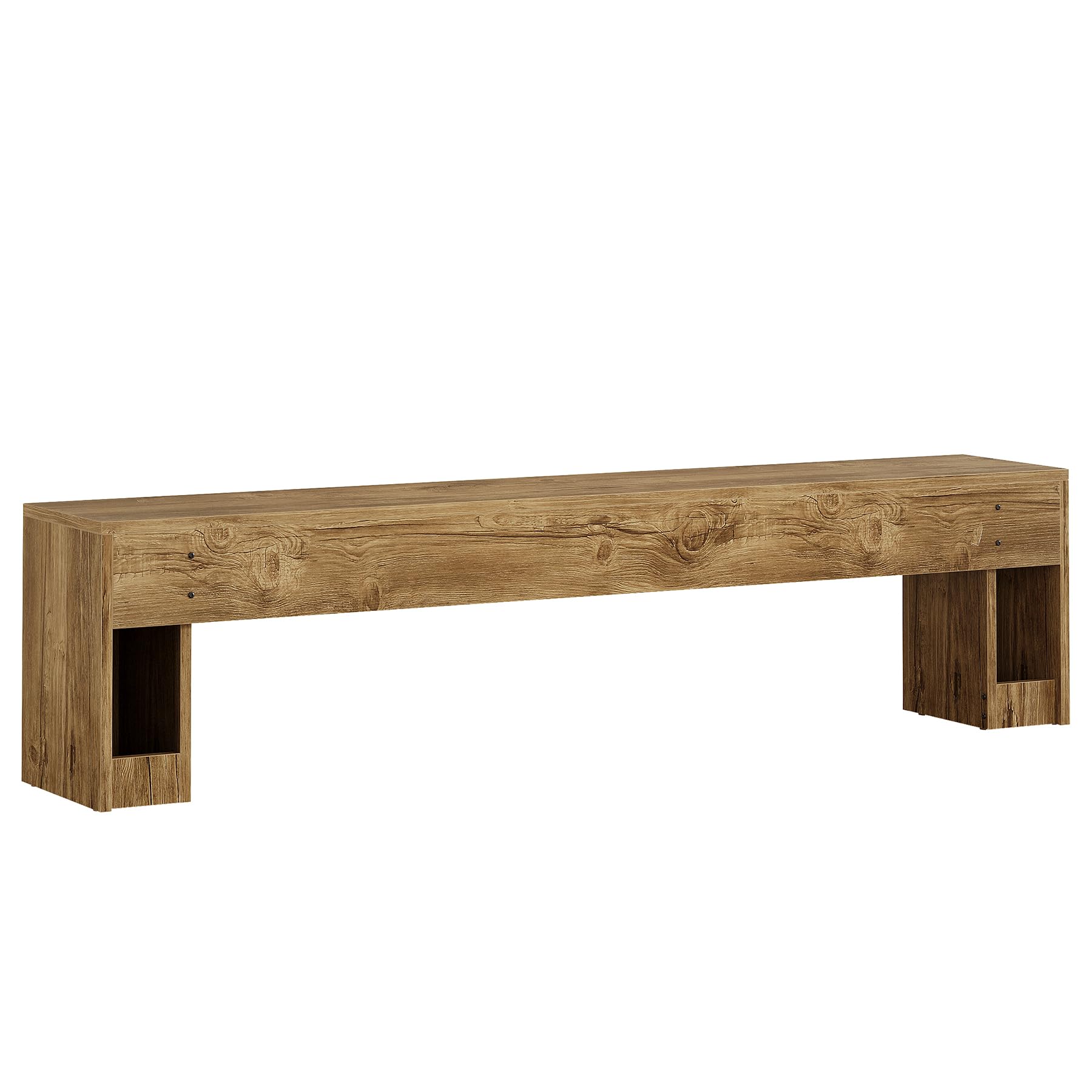 Back. Tribesigns - 71" Extra Long Entryway Bench, Farmhouse Bed Bench (Brown) - Brown.
