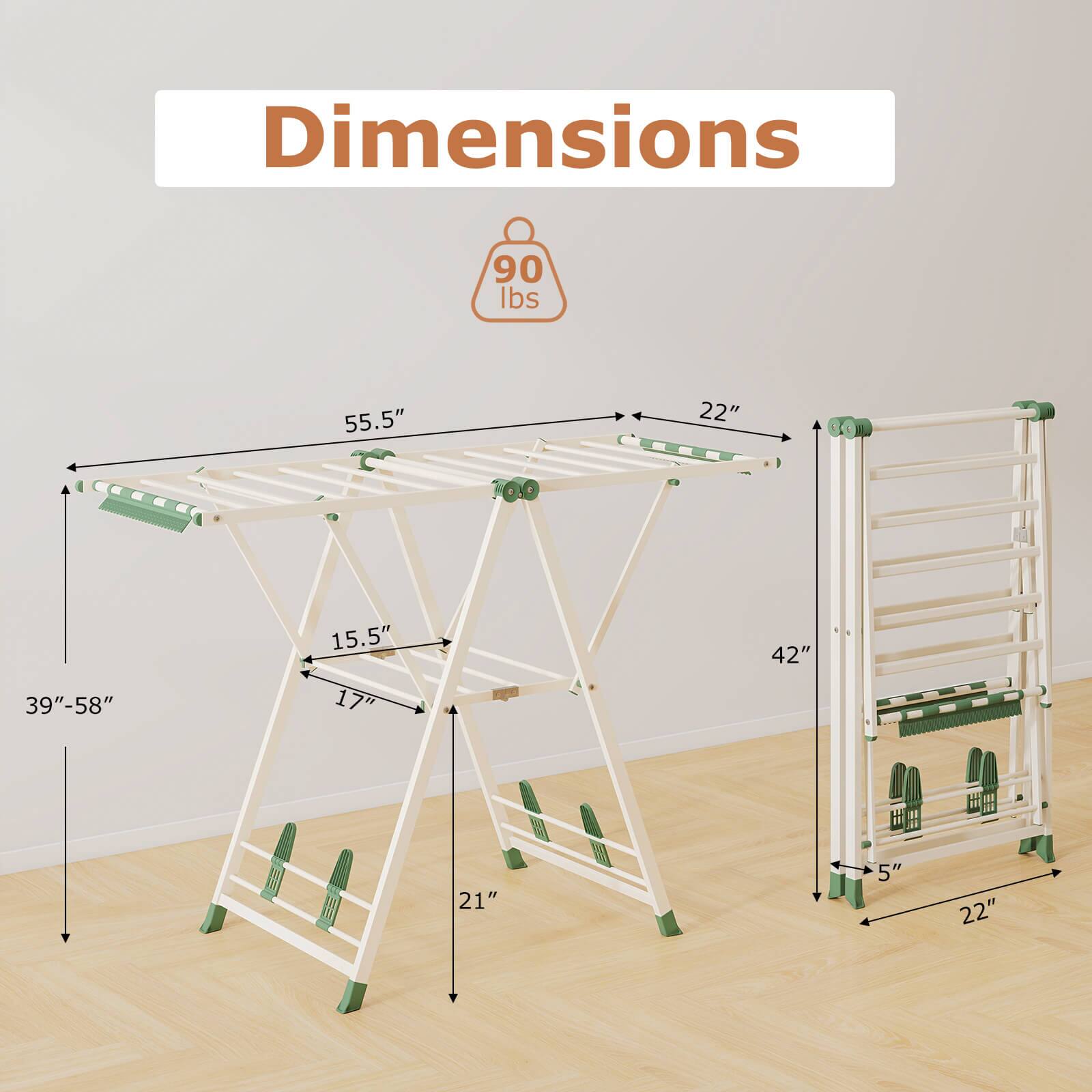 Dimensions  
90 lbs  
55.5"  
22"  
39"-58"  
15.5"  
17"  
42"  
21" W  
5"  
22"