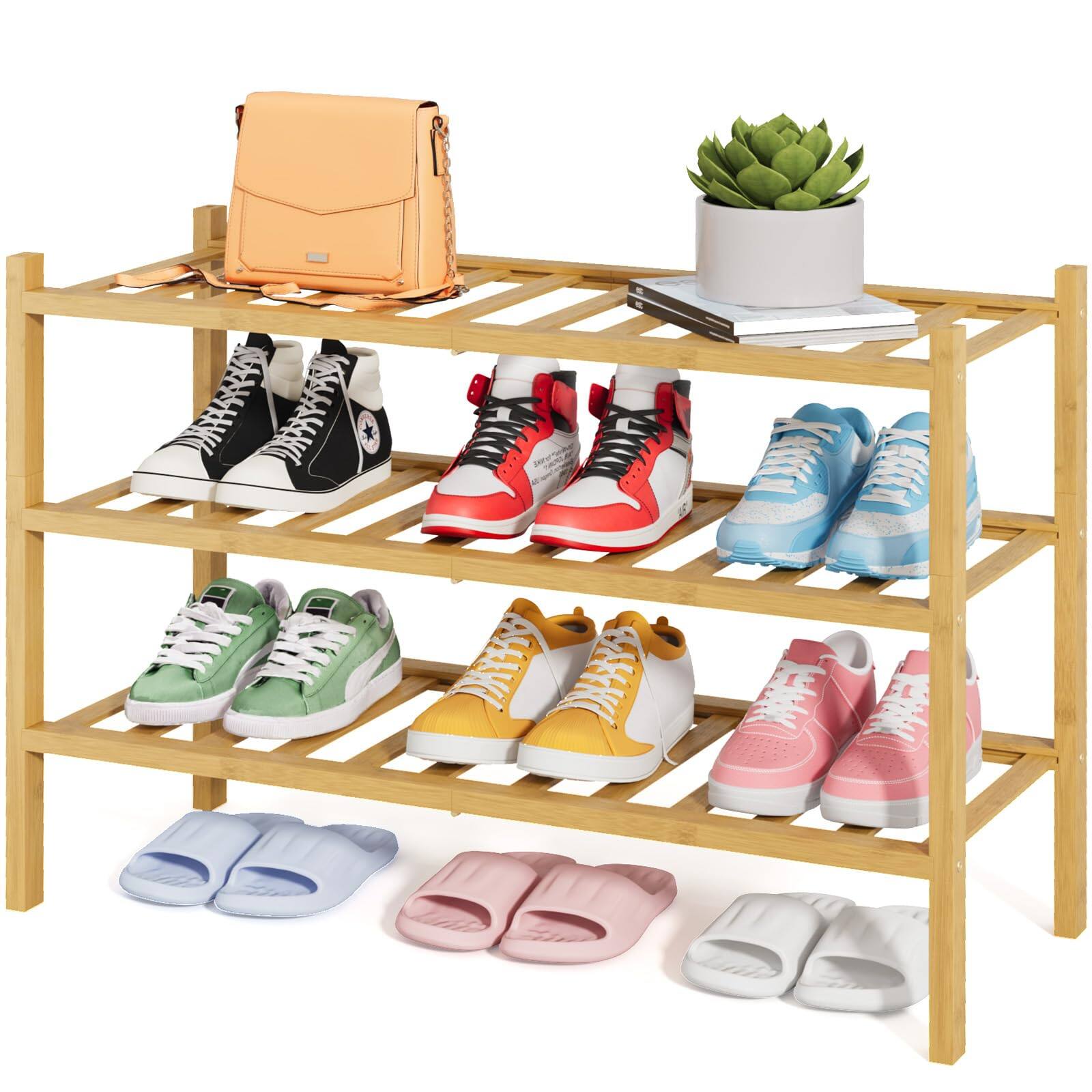 Hanke Wooden Shoe Rack For Closet Stackable Organizer With Modular ...
