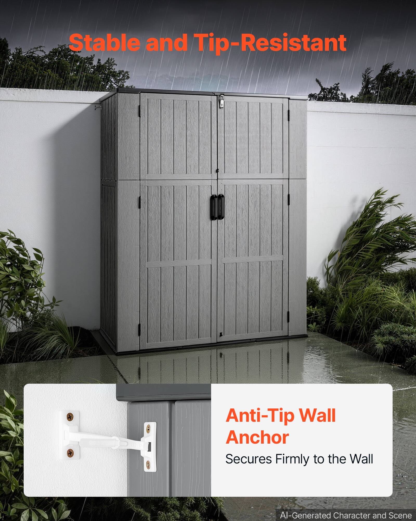 Stable and Tip-Resistant  
Anti-Tip Wall Anchor Secures Firmly to the Wall  
AI-Generated Character and Scene
