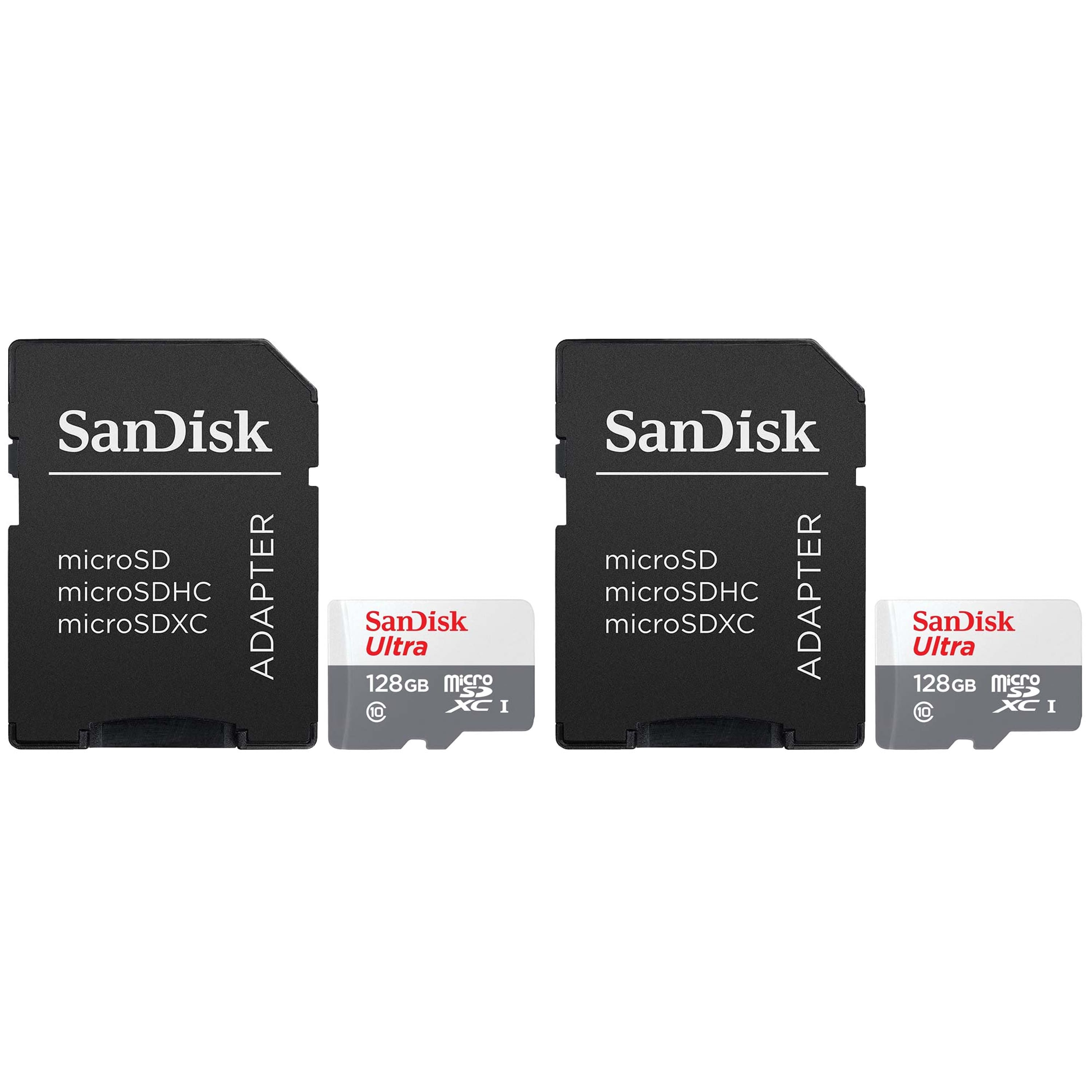 2 Units SanDisk 128GB Ultra UHS-I microSDHC Memory Card with SD Adapter
