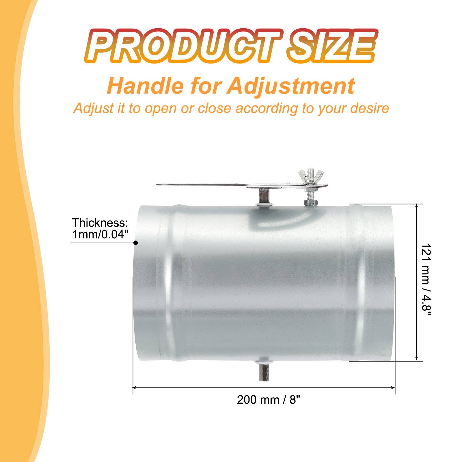 PRODUCT SIZE  
Handle for Adjustment  
Adjust it to open or close according to your desire  

Thickness: 1mm/0.04"  
121 mm / 4.8"  
200 mm / 8"