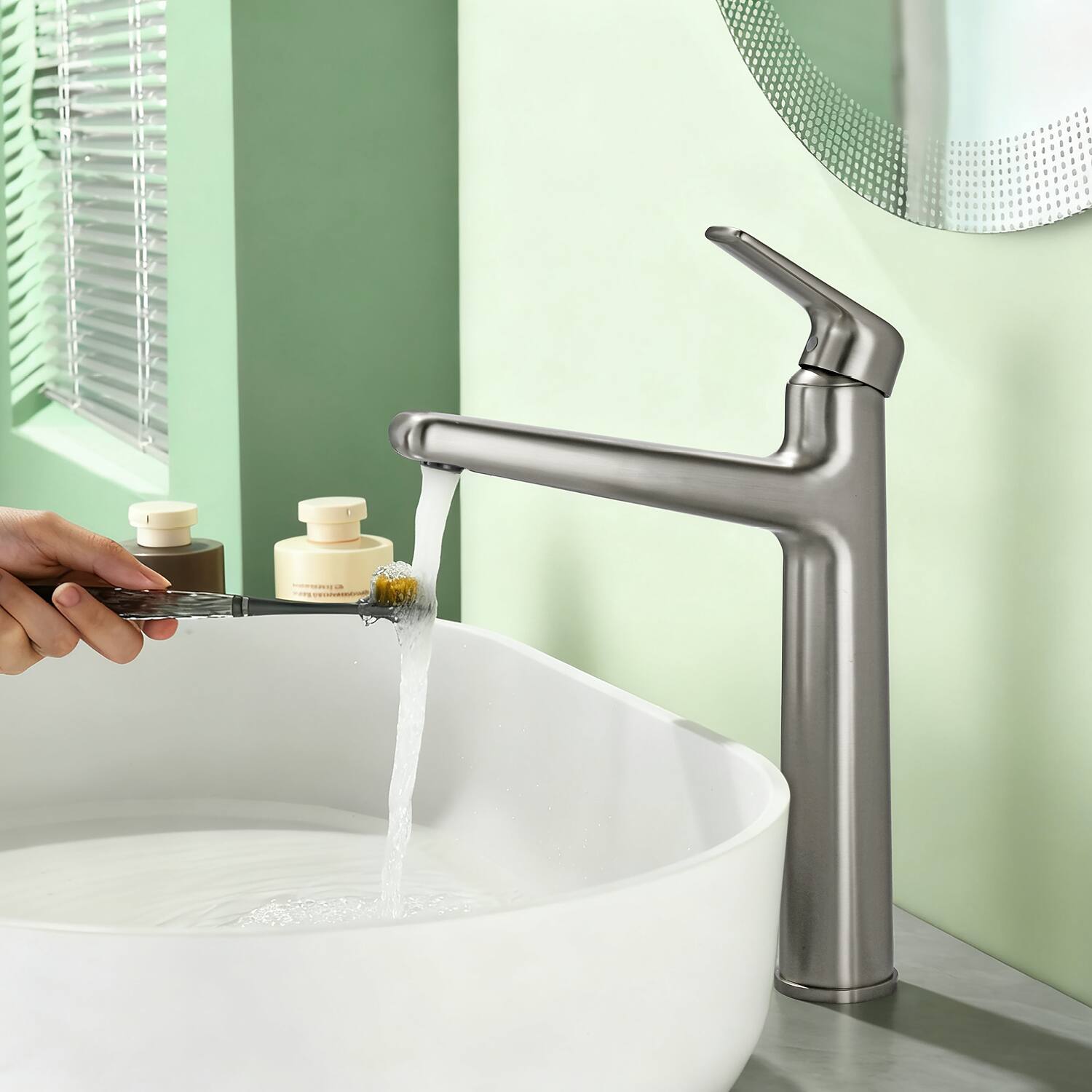 Alt View 3. Boyel Living - Brushed Nickel Single Handle Bathroom Faucet Solid Brass - Brushed Nickel.