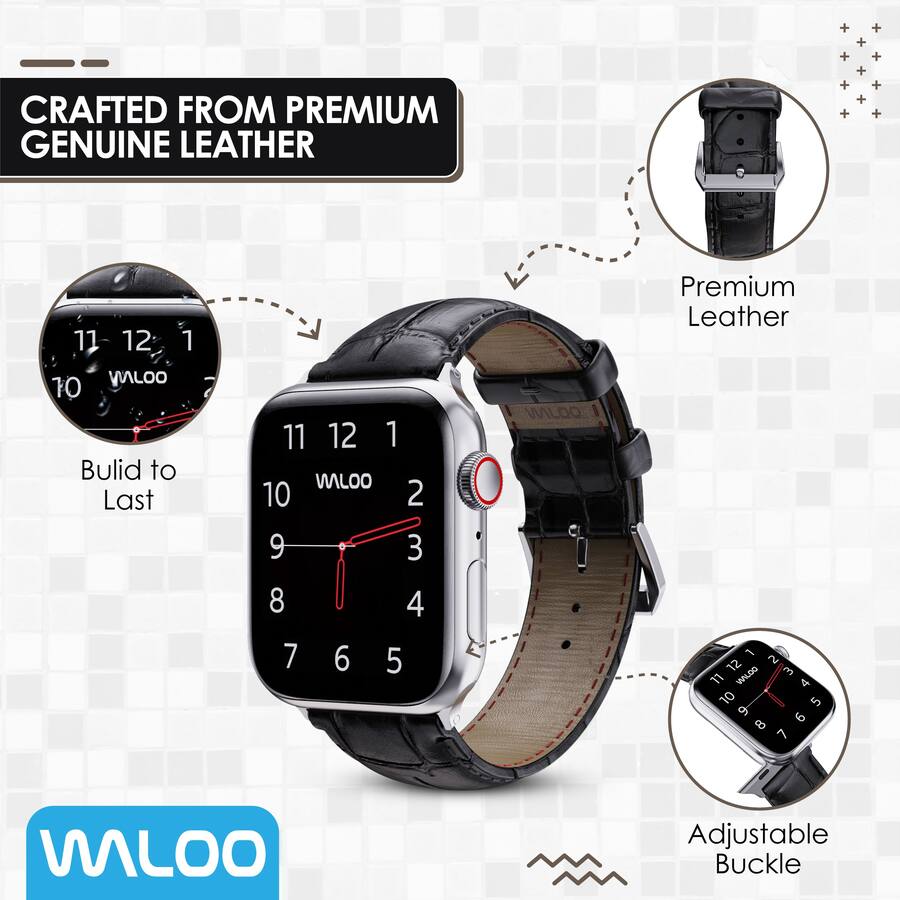 Apple First Brand Waloo Crocodile Emboossed Band For Apple Watch Black - Best Buy