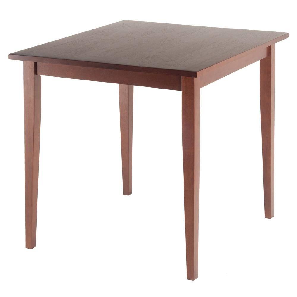 Left. FurniFact - Mid Century Dining Table In Solid Walnut Finish - Walnut.