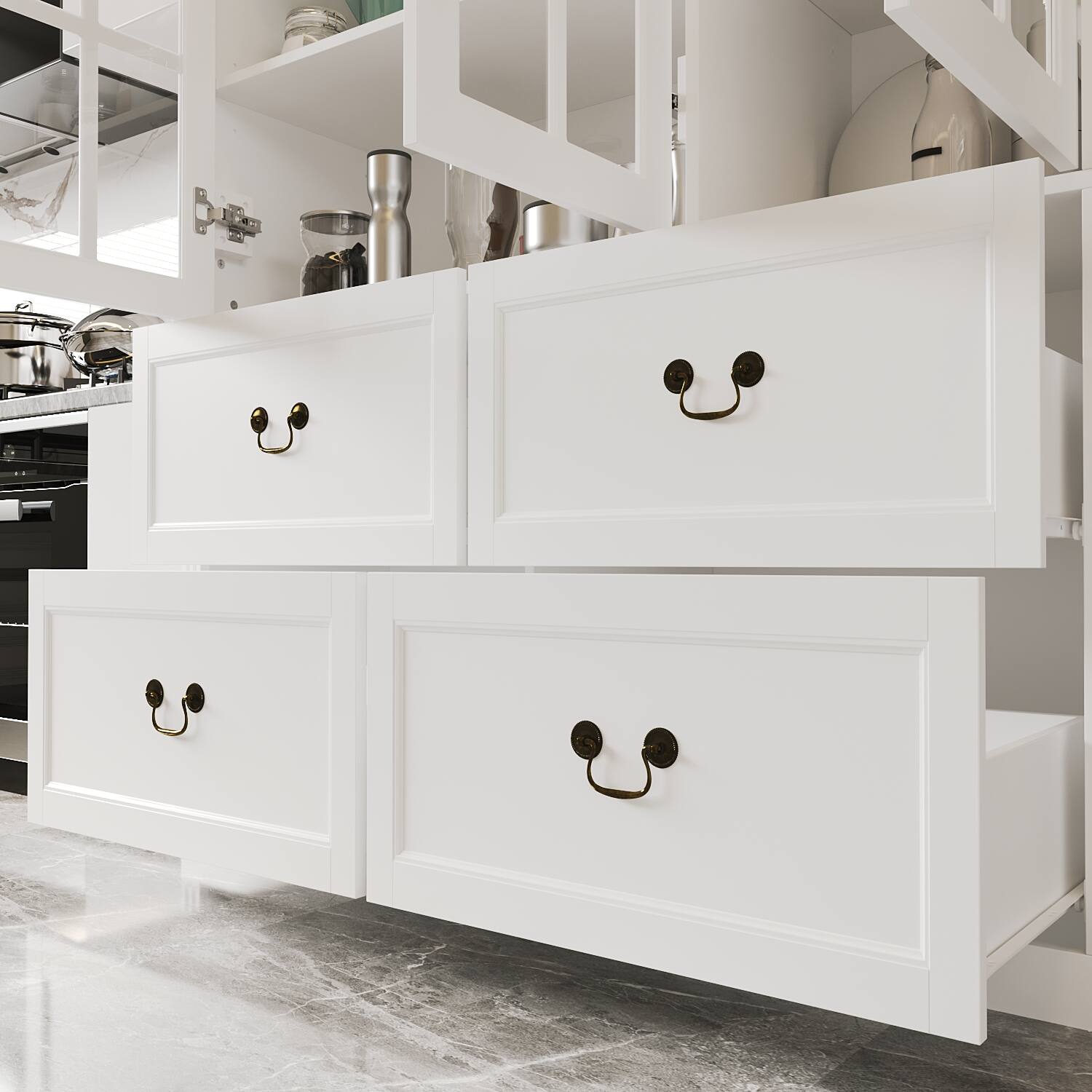 Alt View 5. FUFU & GAGA - FUFU&GAGA Glass - Door Buffet: Safe & Stylish Storage for Dining & Kitchen Pantry Cabinet - White.