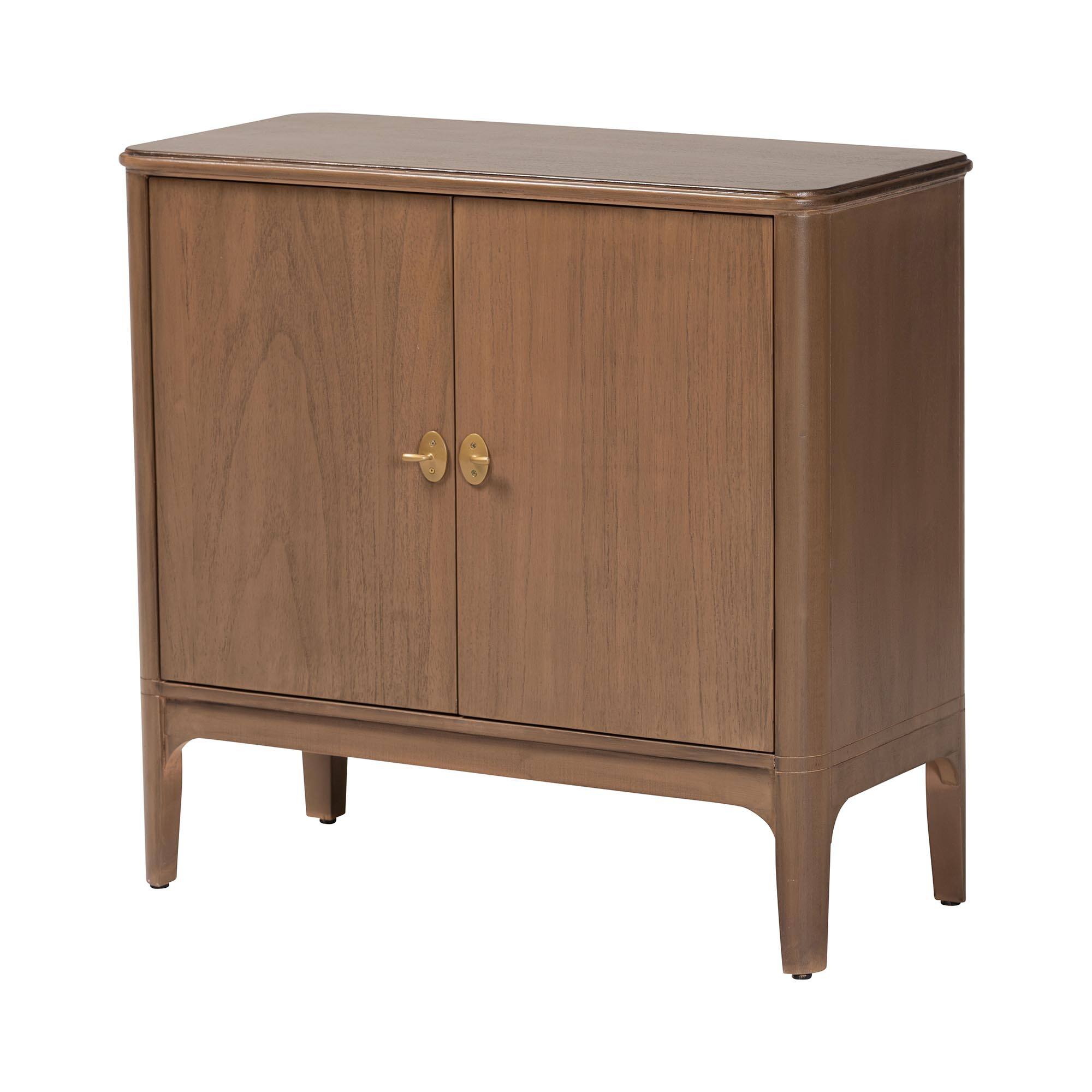 Front. bali & pari - bali & pari Latifa Storage Cabinet - 2-Door Accent Cabinet with Rounded Edges and Metal Door Pulls - Antique Brown.