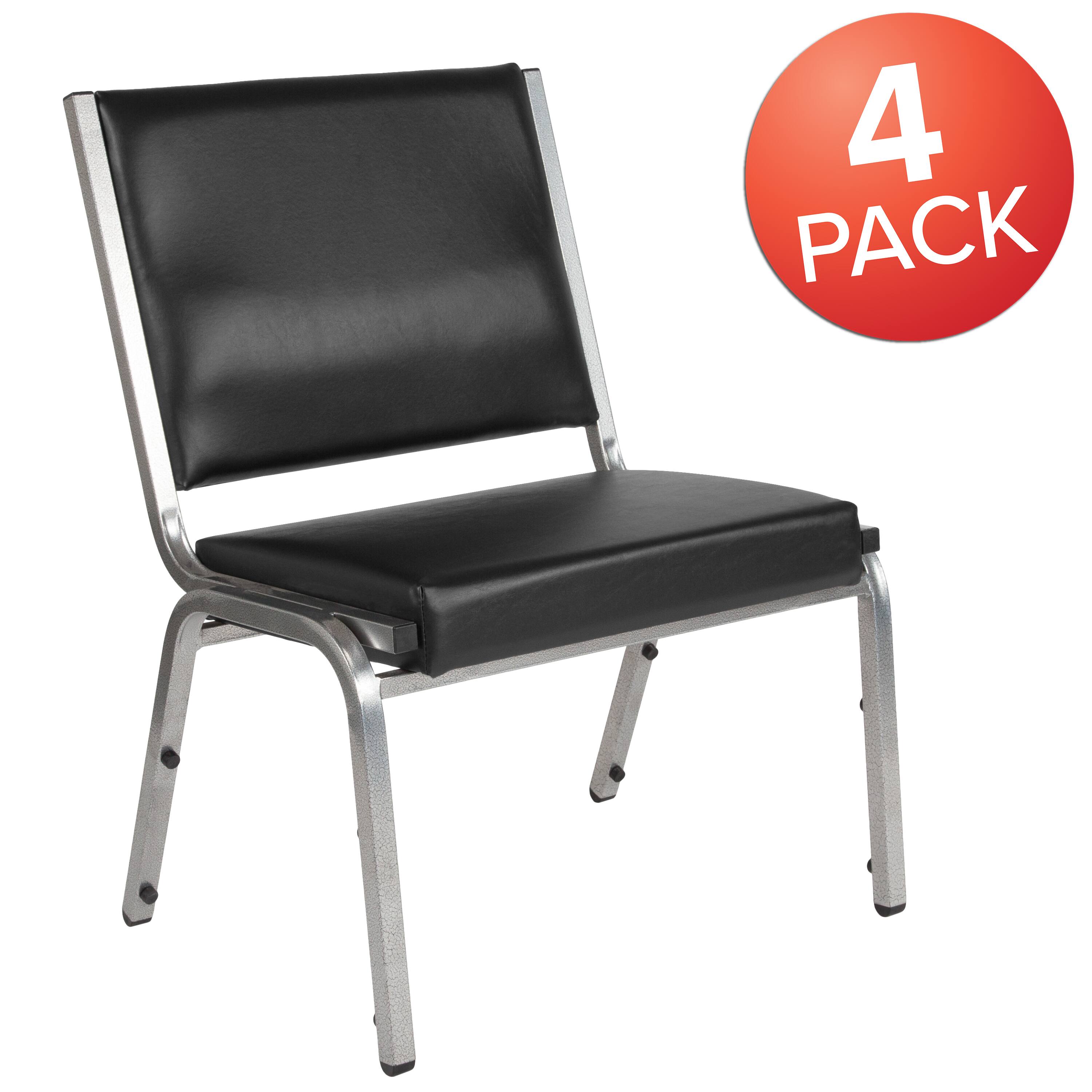 Alt View 1. Emma + Oliver - 4 Pk. 950 lb. Rated Antimicrobial Bariatric medical Reception Chair - Black Vinyl.