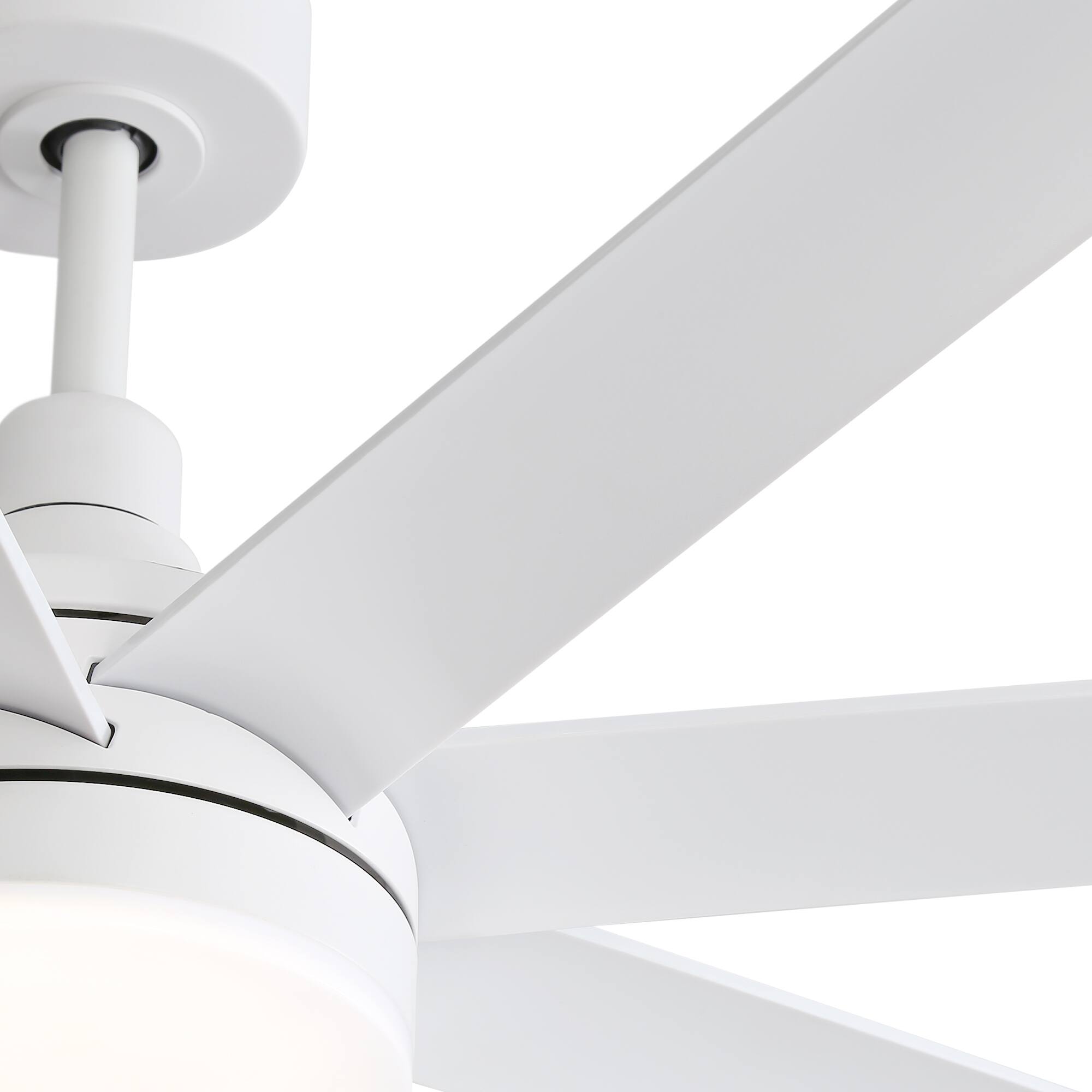 Alt View 9. Breezary - 72" Large Indoor Ceiling Fan with Remote, 8 ABS Blades, 6-Speed DC Motor, Timer, 7''/12''Downrods, Light/No Light Option - Matte White (With Light).