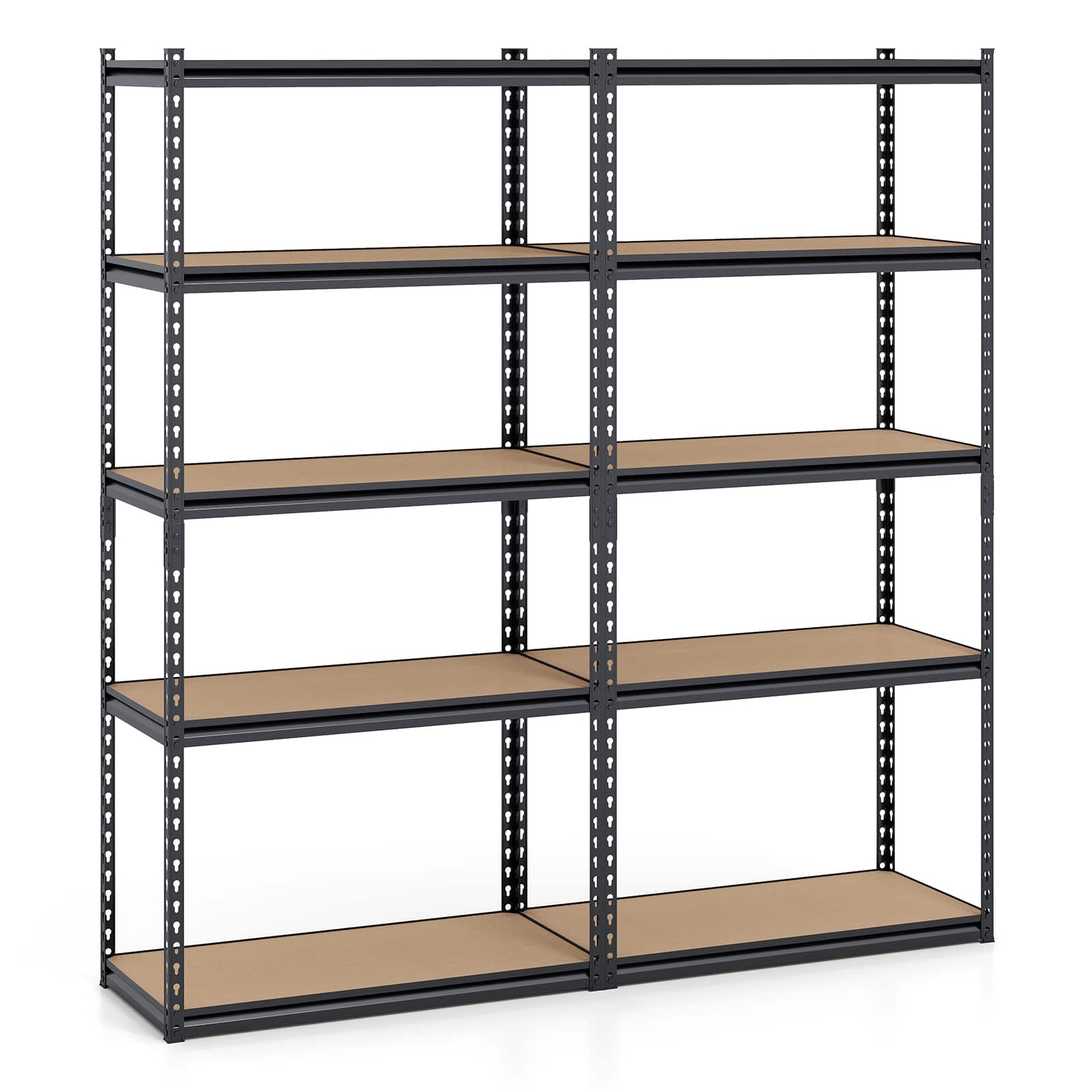 Gymax - 2PCS 5-Tier Garage Shelving Unit 2200 LBS Heavy Duty Metal Storage Shelves - Black