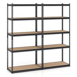 Gymax - 2PCS 5-Tier Garage Shelving Unit 2200 LBS Heavy Duty Metal Storage Shelves - Black