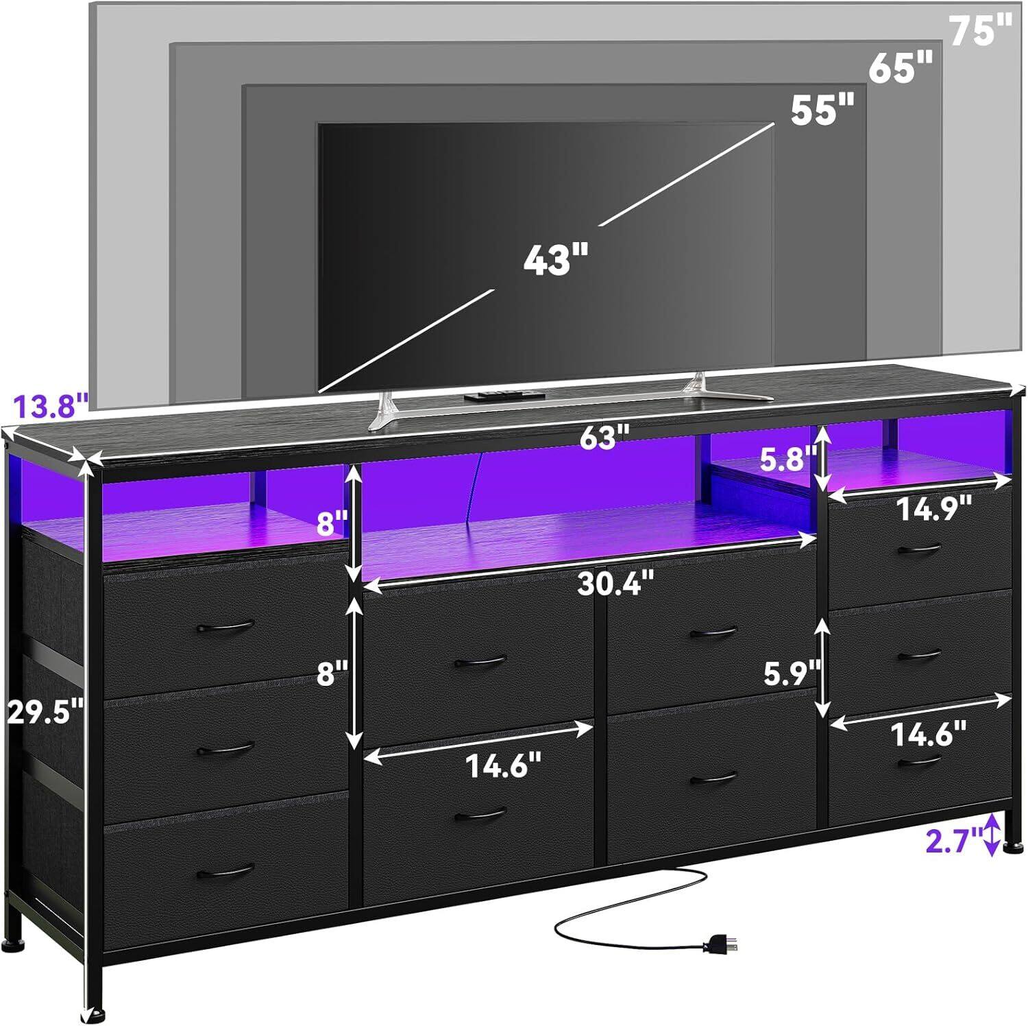 75" 65" 55" 43" 13.8" 8" 63" 5.8" 14.9" 30.4" 29.5" 8" 14.6" 5.9" 14.6" 2.7"