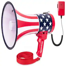 SereneLife - 50W Rechargeable Megaphone Speaker with Siren, Music Mode, Built-In Mic & 1500-Yard Range - USA