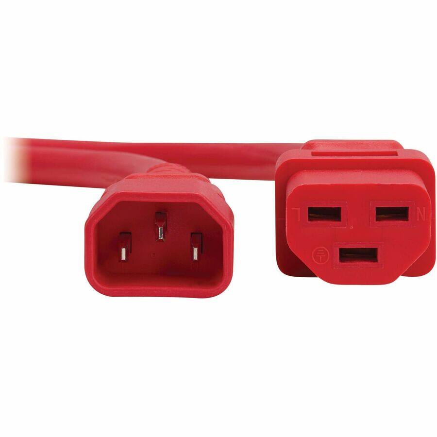 Alt View 6. Tripp Lite - Eaton Tripp Lite Series Power Cord, C14 to C21 - Heavy-Duty, 15A, 250V, 14 AWG, 2.5 ft. (0.76 m), Red - For Computer - Red.