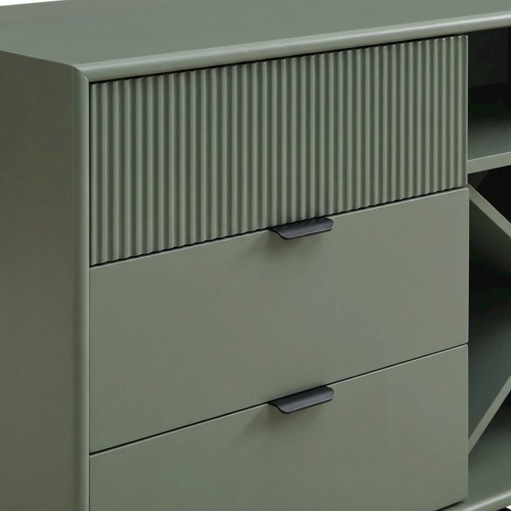 Alt View 4. Starlight Canyon Home - Finish TV Stand with 3-Drawers and 4 Shelves for Modern Living - Gray.