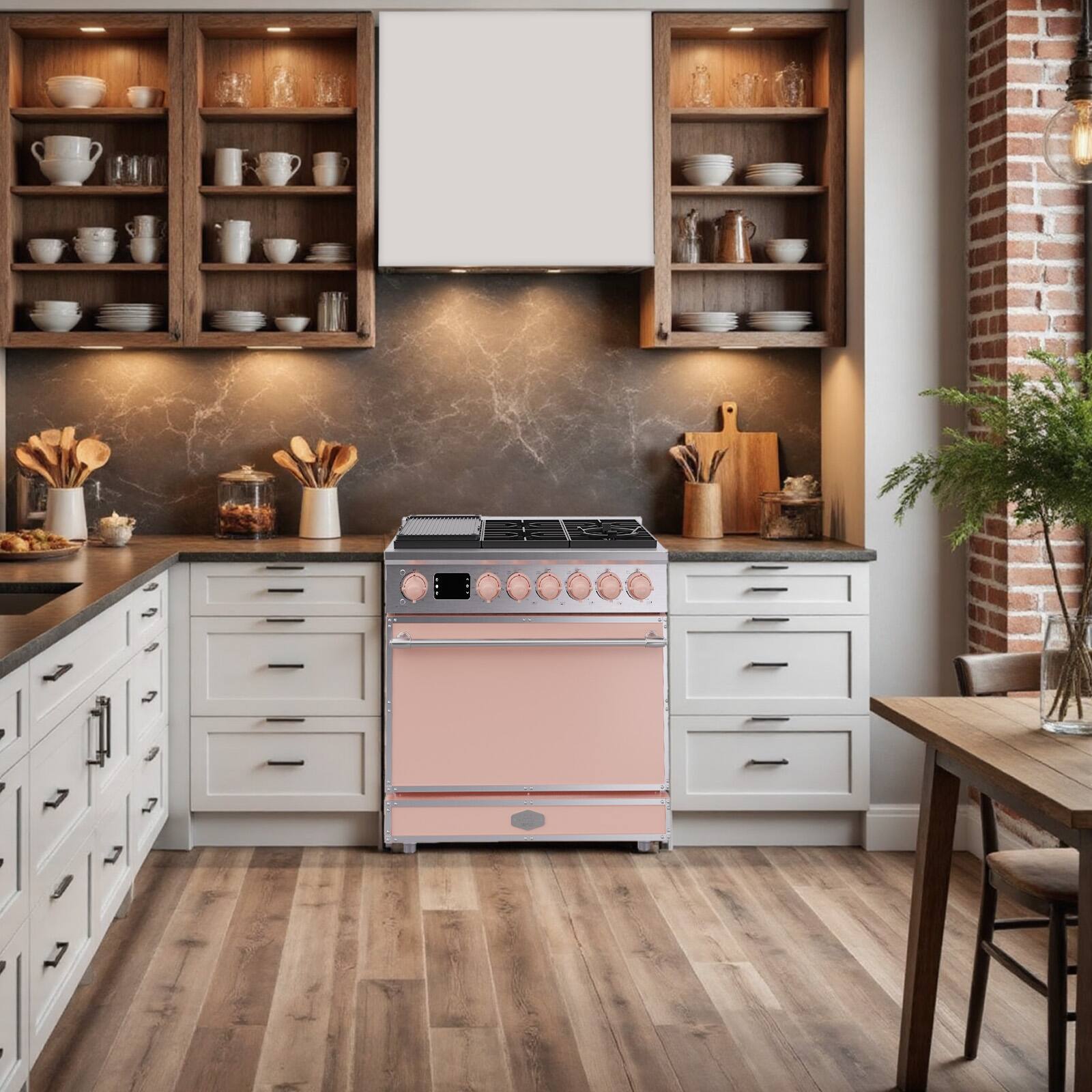 Alt View 8. Akicon - Akicon 4.2 Cu.ft Freestanding Gas Rapid Convection Range with 6 Sealed Burners and Cast Iron Grates in Light Pink - Light Pink.