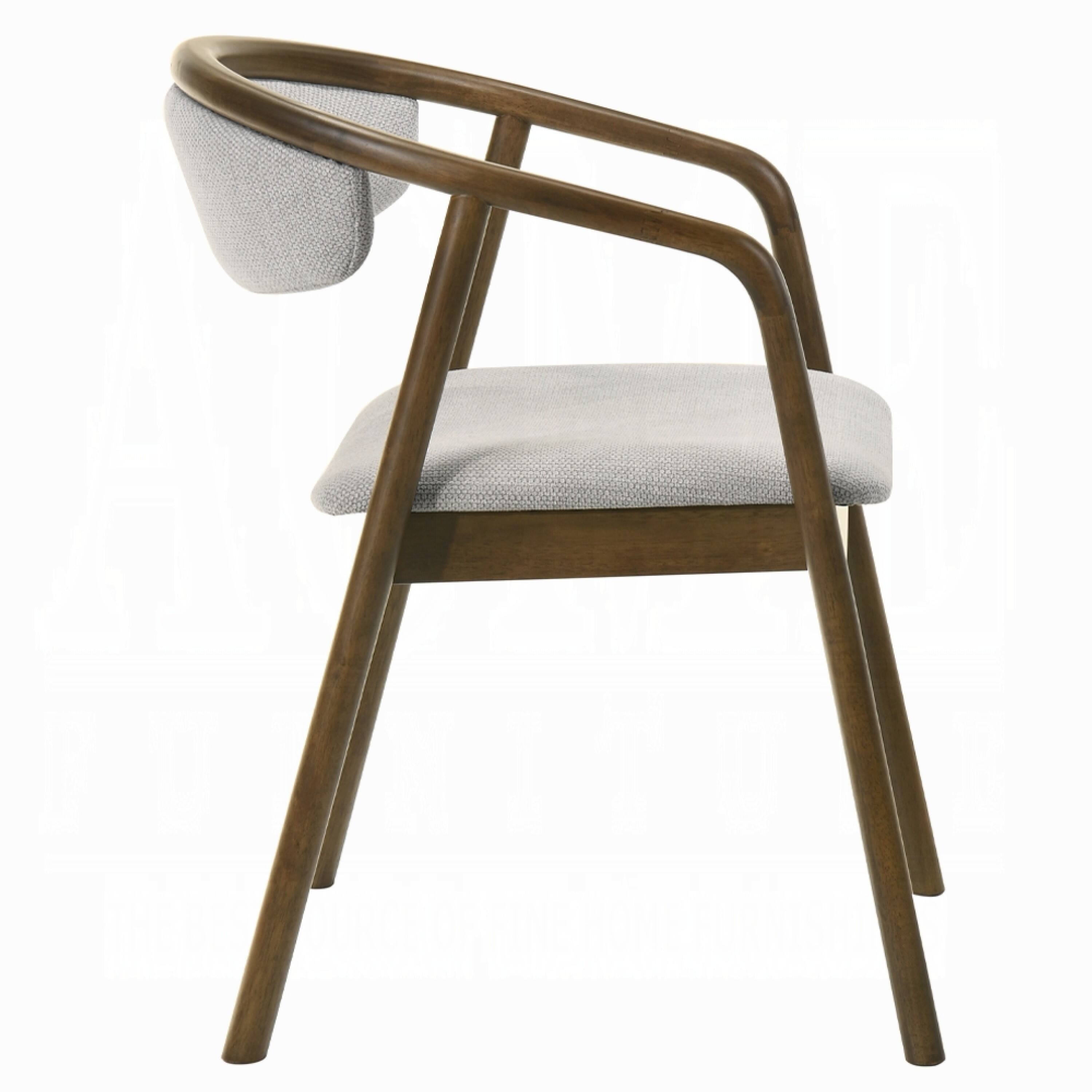 Alt View 2. Manhattan Lane - Lina Dining Side Chair, Gray Chenille Seat and Back, Walnut Brown Wood - Gray, Walnut Brown.