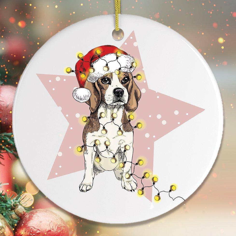 Back. OrnamentallyYou - Festive Christmas Beagle Ornament - Multi-colored.