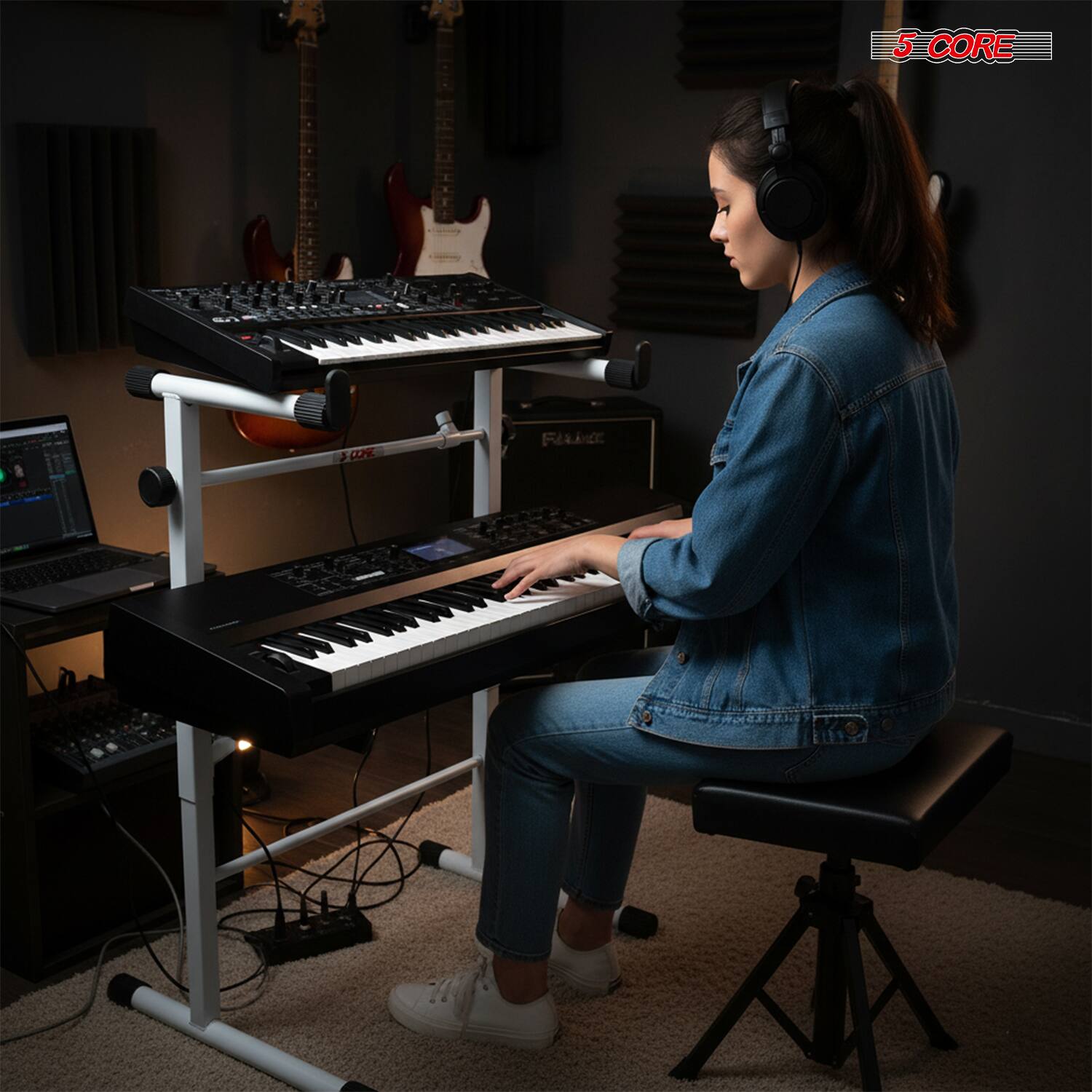 Alt View 4. 5 CORE - 5 Core Keyboard Stand Adapter 2 Tier Adjustable Second Extension Add On for Digital Piano Stands.