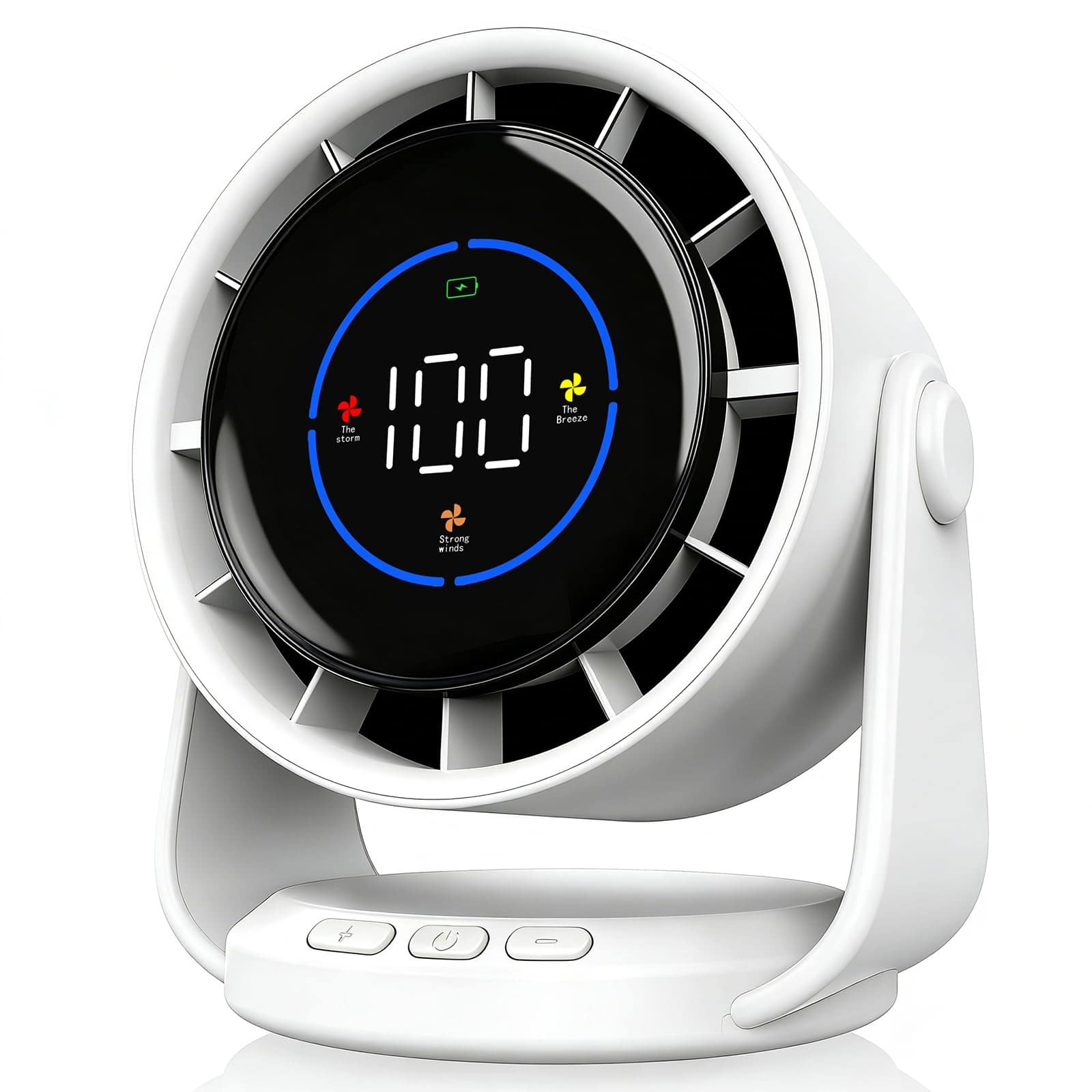 "PRIMEPLUS - Desk Fan Turbo 100-Speed Digital, Low Noise 105° Tilt, 7.5"" Rechargeable Wall-Mounted for Home Office Travel - White" price history on PriceWatchPro
