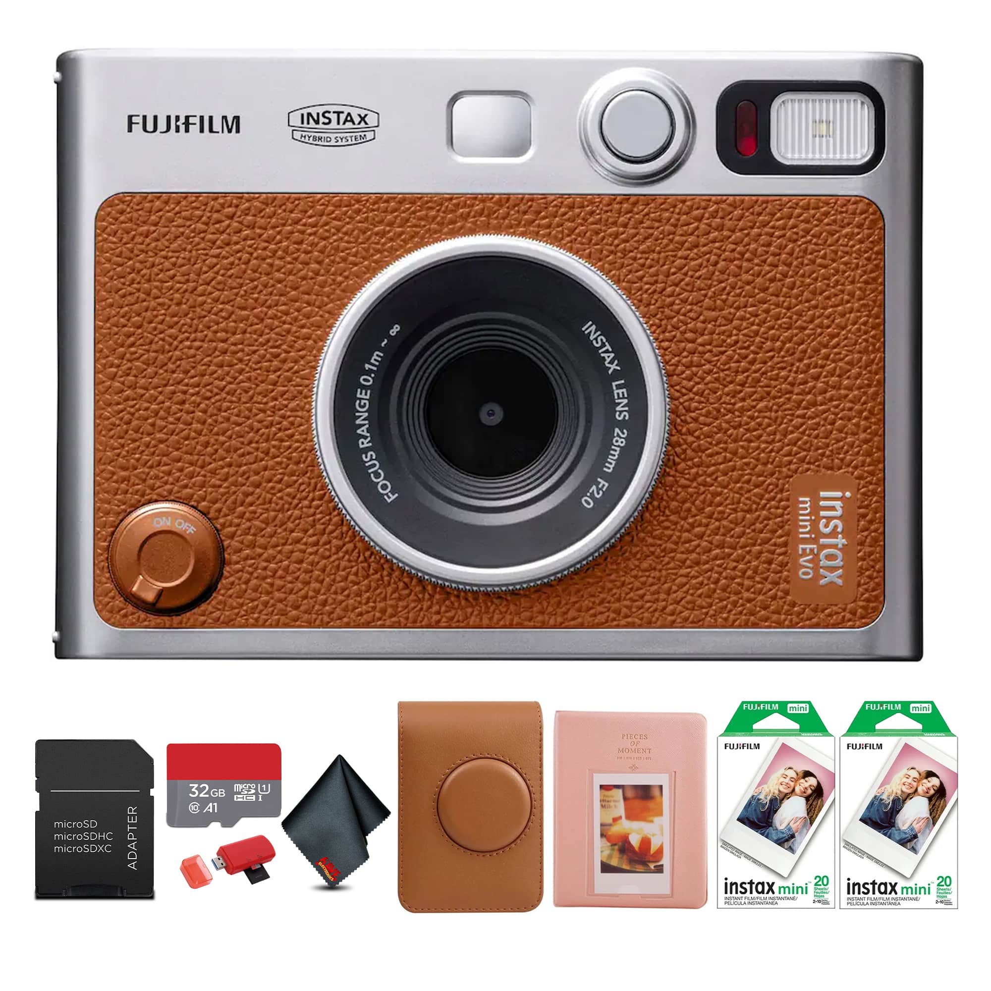 Fujifilm - Instax Mini EVO Hybrid Film Camera (Brown), Pack of 2 INSTAX MINI FILM